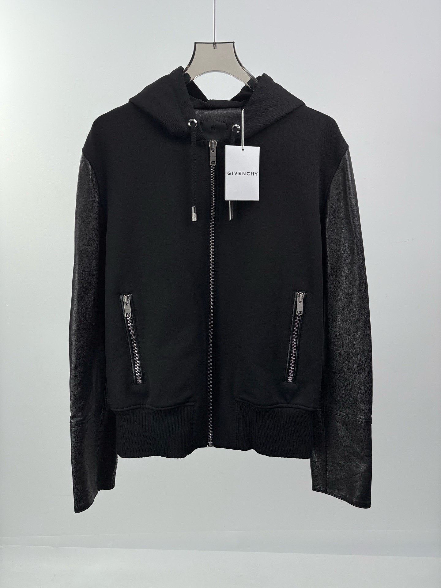 Givenchy Givenchy Black Leather Sleeve Zip Jacket Size US M / EU 48-50 / 2 - 1 Thumbnail