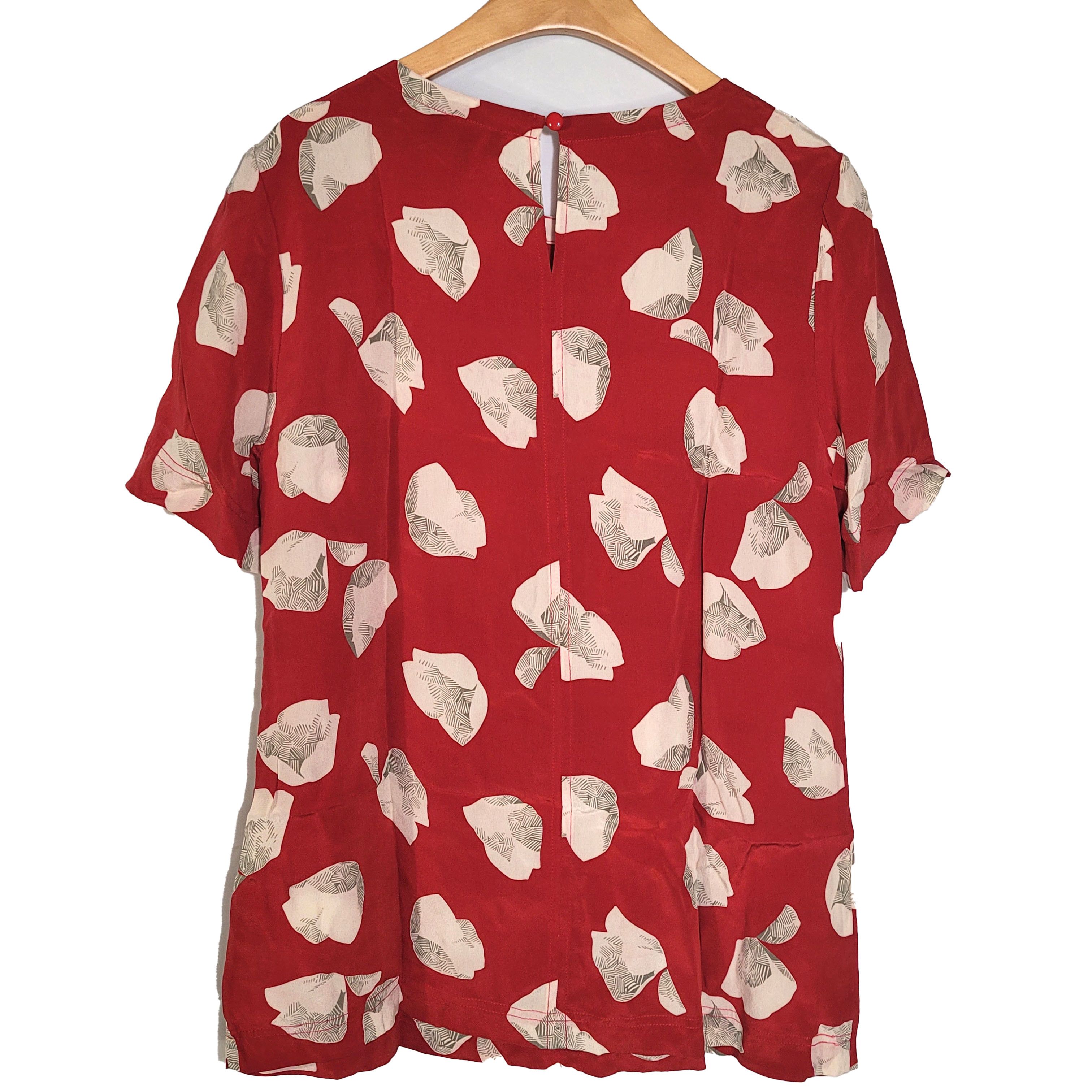 Other Women's 100% Silk Size S Short Sleeve Top Shirt SCK301 Size S / US 4 / IT 40 - 2 Thumbnail