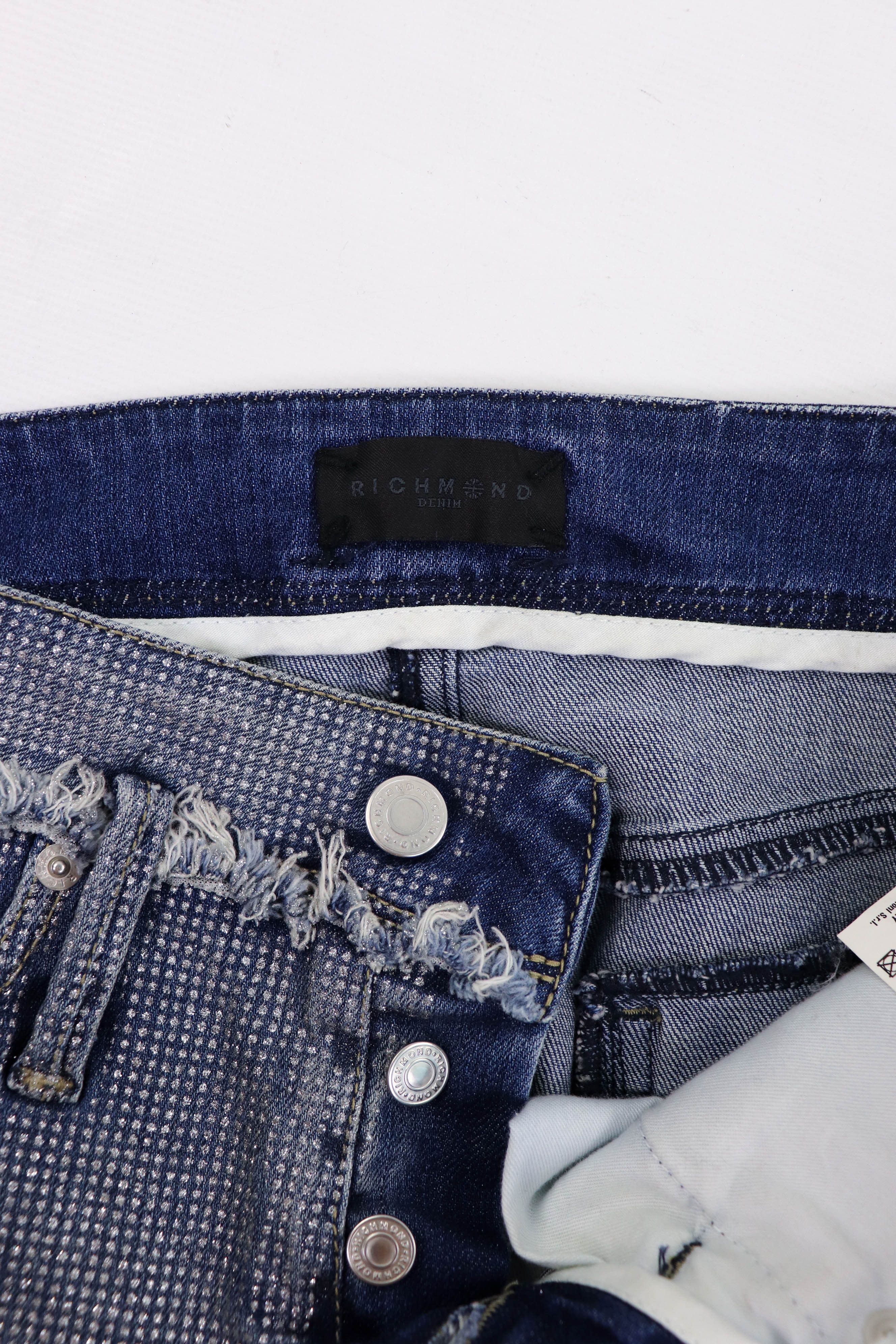 John Richmond Richmond Made in Italy Faux Rhinestones Jeans Mini Skirt Size 28" / US 6 / IT 42 - 9 Thumbnail