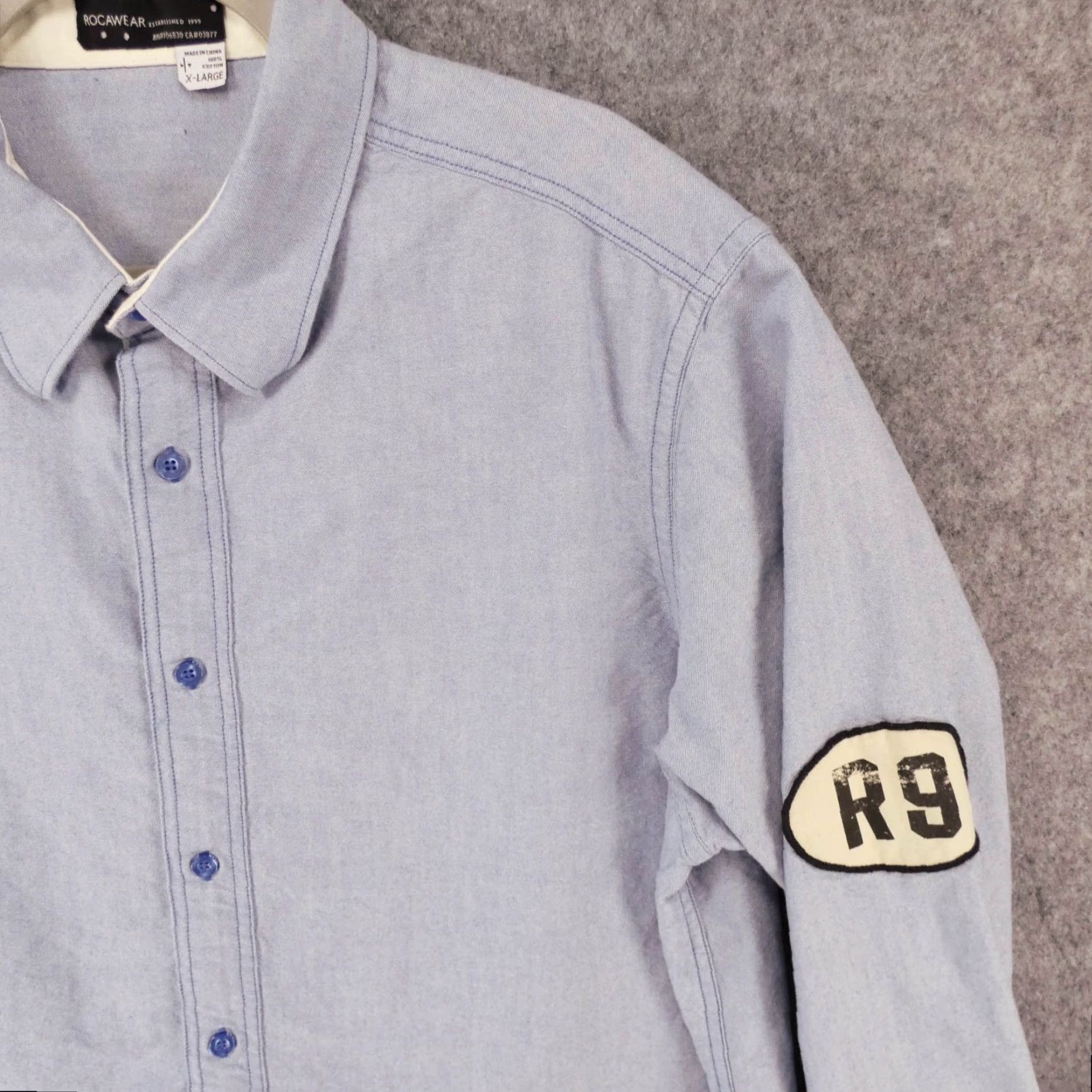 Rocawear Rocawear Shirt Mens XL Long Sleeve Button-Up Blue w Logo Patch Size US XL / EU 56 / 4 - 6 Thumbnail