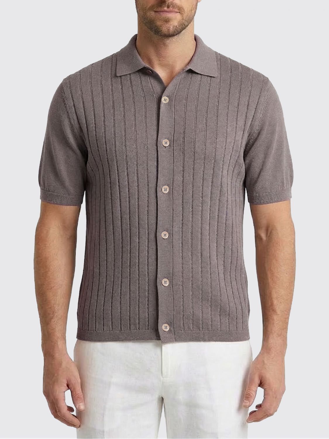 Brunello Cucinelli Brunello Cucinelli Polo Shirt Men Brown Size US XL / EU 56 / 4 - 1 Thumbnail