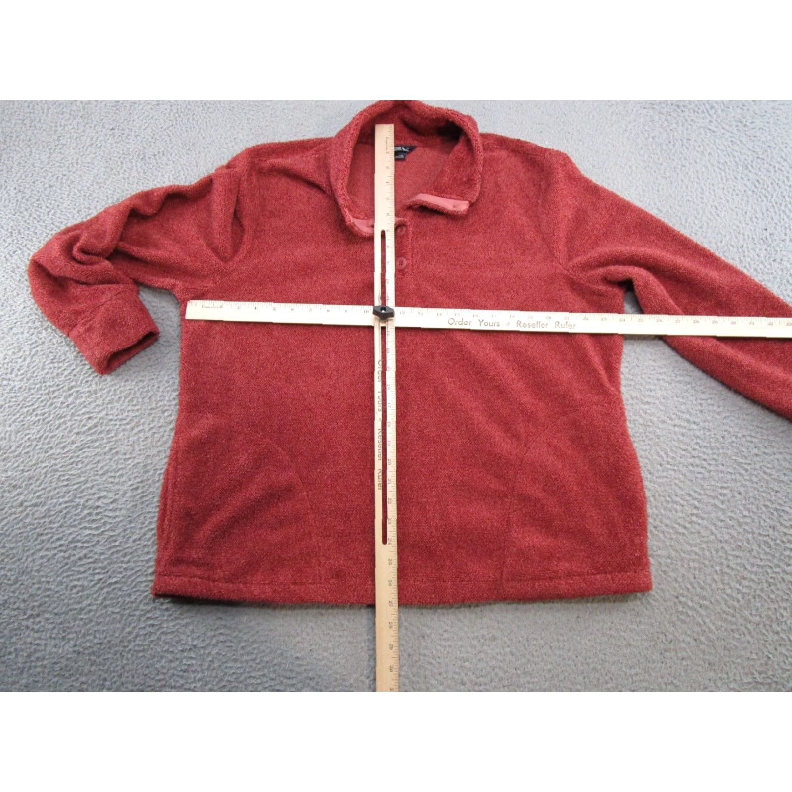 Eddie Bauer Eddie Bauer Women's Jacket Fleece Deep Pile Pullover 1/4 Button Casual Red XL Snaps Mid-Length Long Sleeve Vintage: No Size XL / US 12-14 / IT 48-50 - 4 Thumbnail