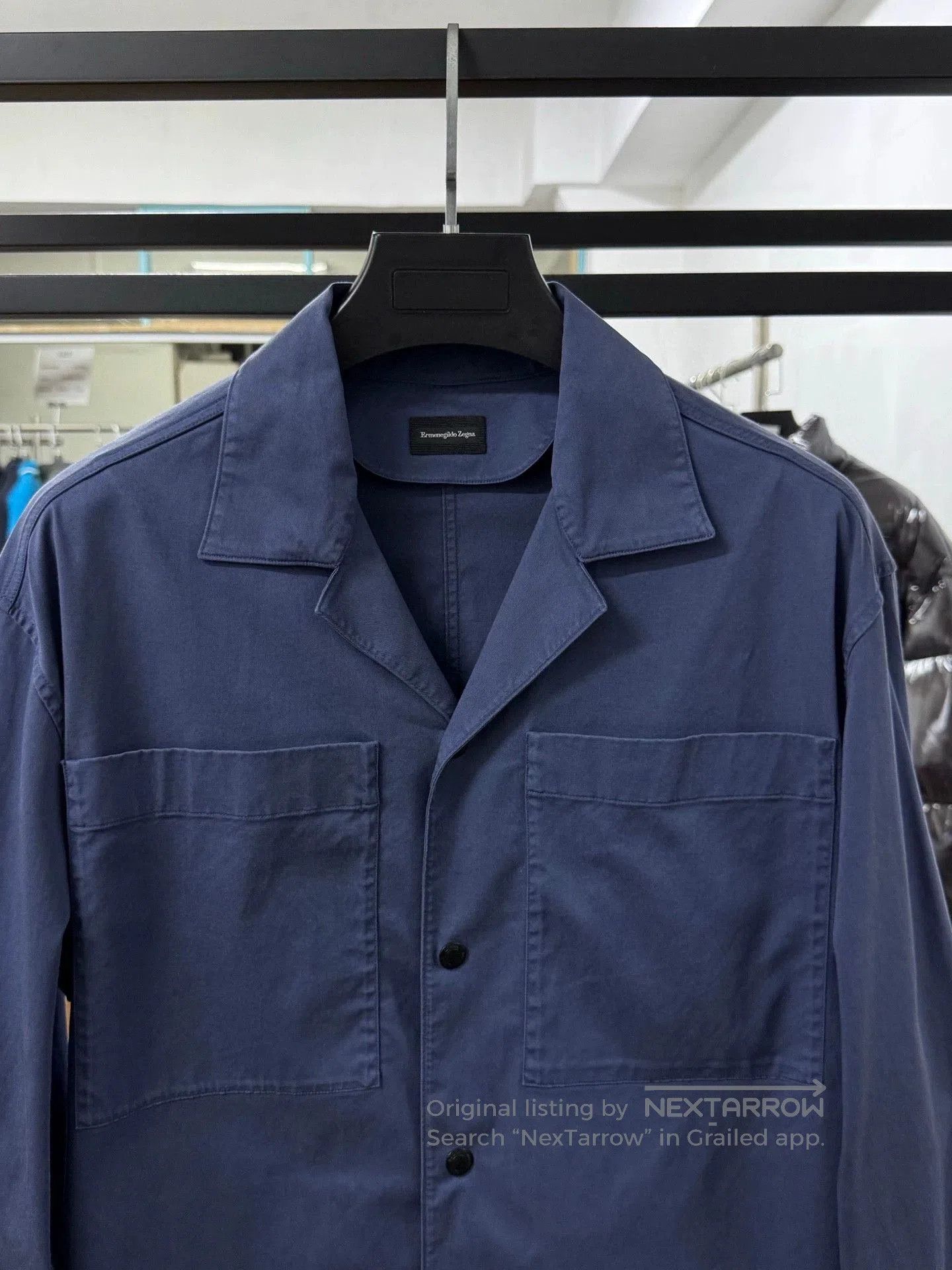 Ermenegildo Zegna navy blue men's button-up jacket. Size US L / EU 52-54 / 3 - 2 Thumbnail