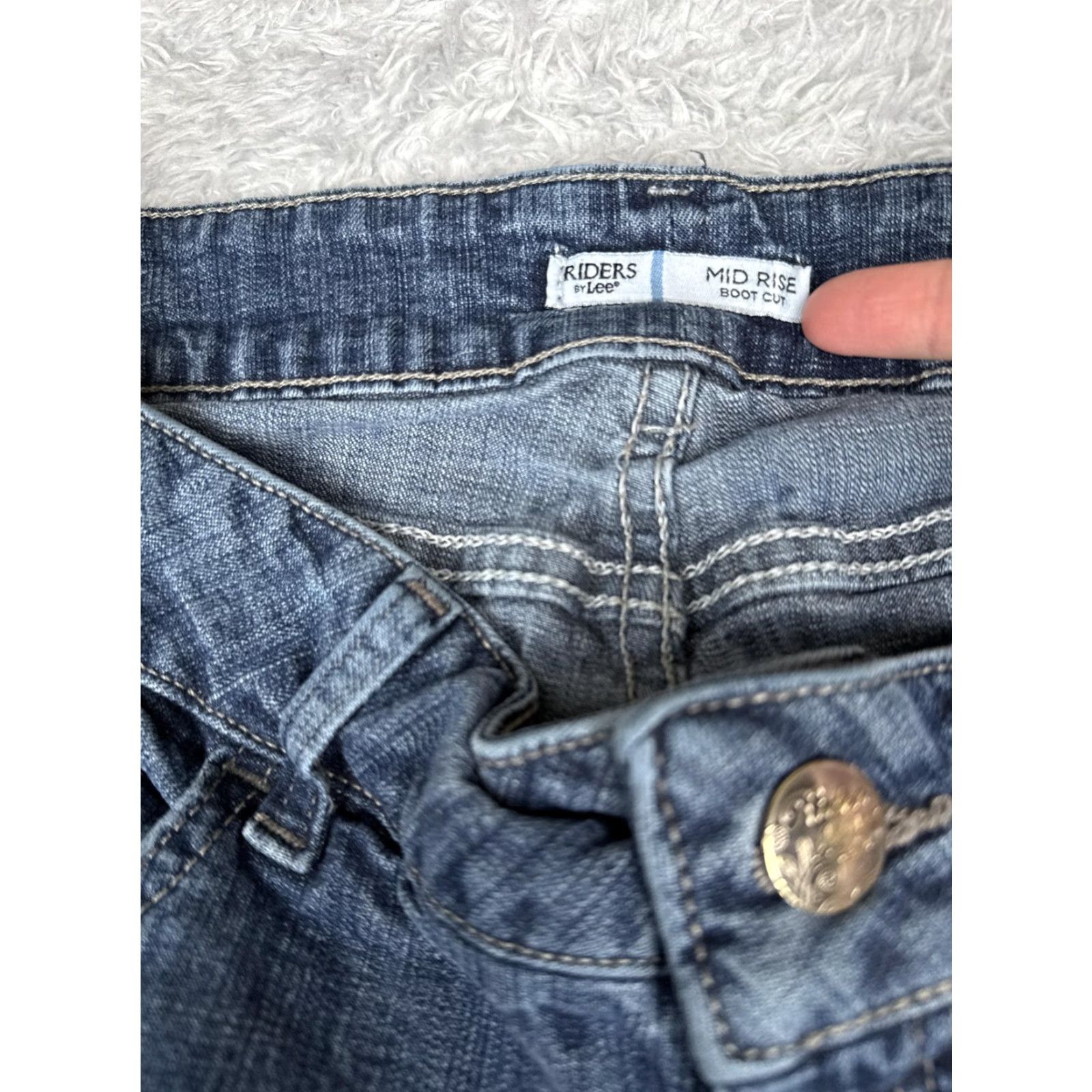 Lee Riders By Lee Jeans Womens 16 Medium Blue Mid Rise Bootcut Stretch Denim 34x30 Size 38" / US 16 / IT 52 - 6 Thumbnail
