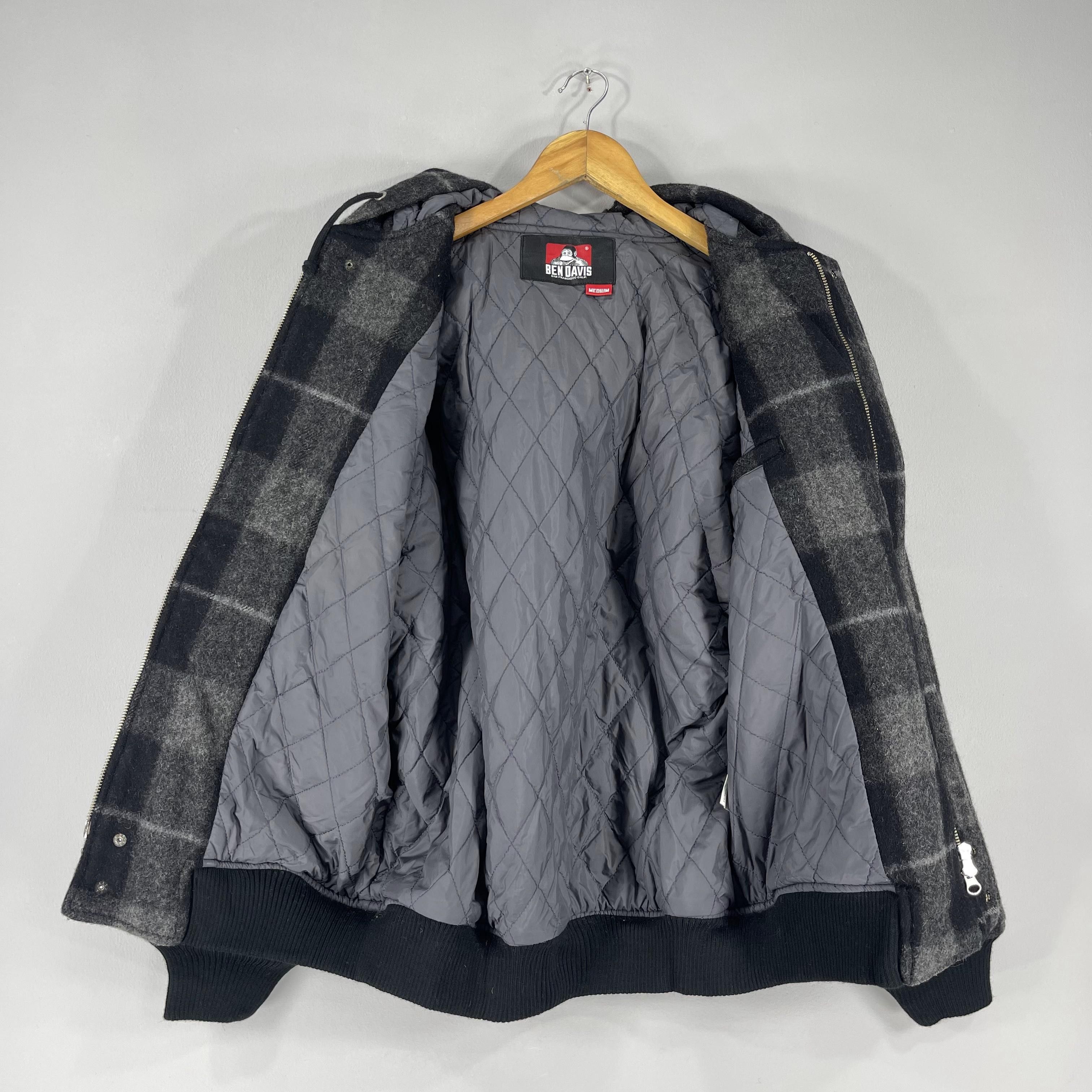 Ben Davis Vintage 90s BEN DAVIS Checkered Tartan Black Wool Jacket Size US M / EU 48-50 / 2 - 6 Thumbnail