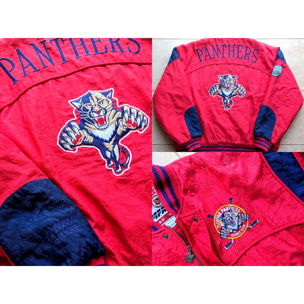 image of Florida Panthers 90's Nutmeg Bomber XL Red Nhl Hockey Vintage, Men's