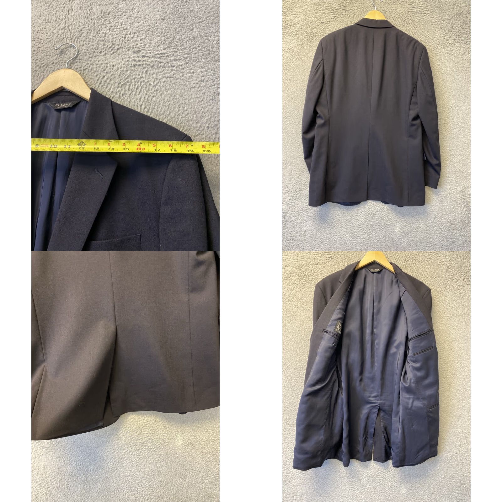 Jos. A. Bank VINTAGE Jos. A. Bank Blazer 42L Navy Blue Notch Lapel Sport Coat Mens Size 42R - 8 Thumbnail