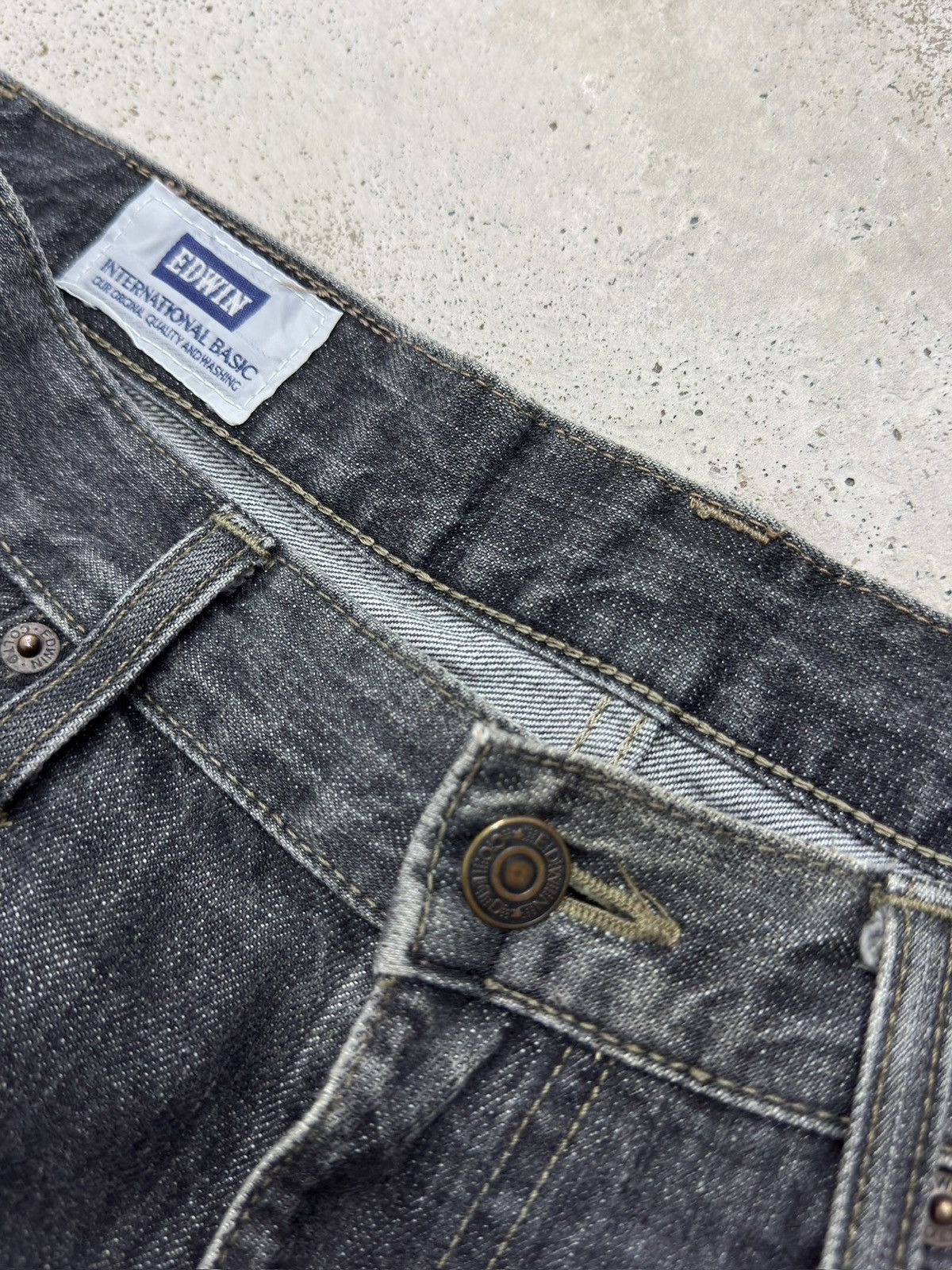 Edwin Vintage Edwin402 Black Faded Distressed Denim Size US 31 - 7 Thumbnail