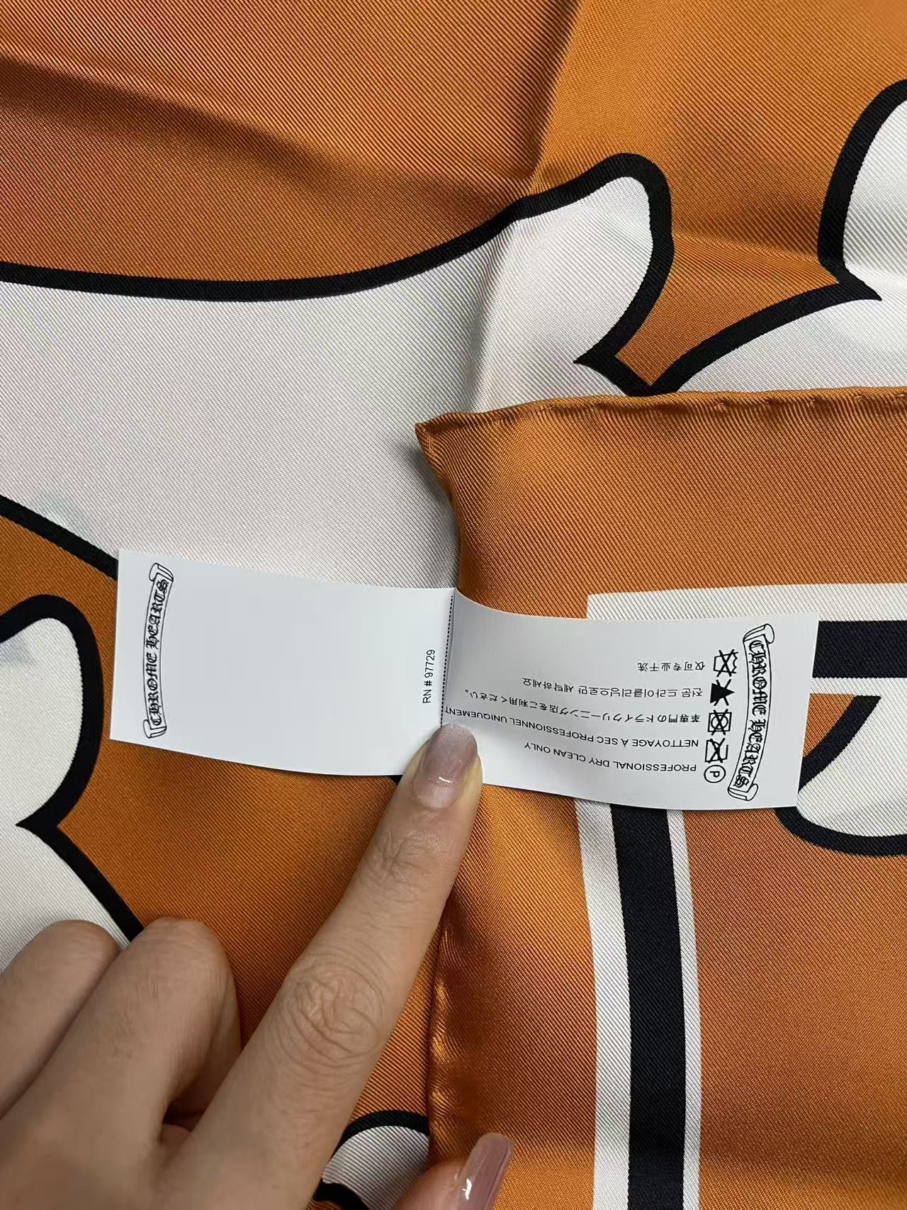 Chrome Hearts Chrome Hearts Orange & White-Cross Logo Silk Scarf Size ONE SIZE - 10 Thumbnail