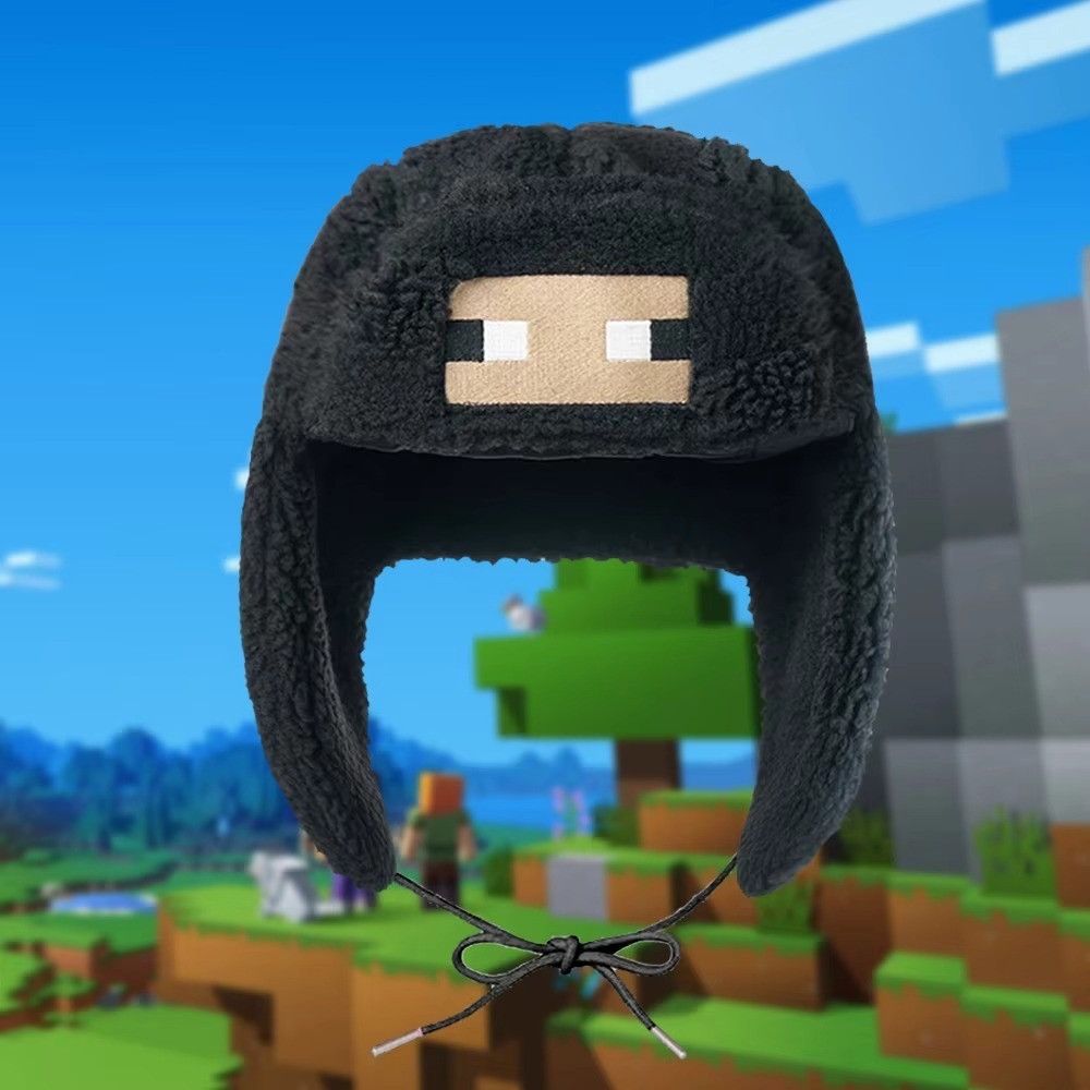 Japanese Brand Game Cartoon Minecraft Sheep Ushanka Autumn Winter Warm Hat Size ONE SIZE - 2 Thumbnail