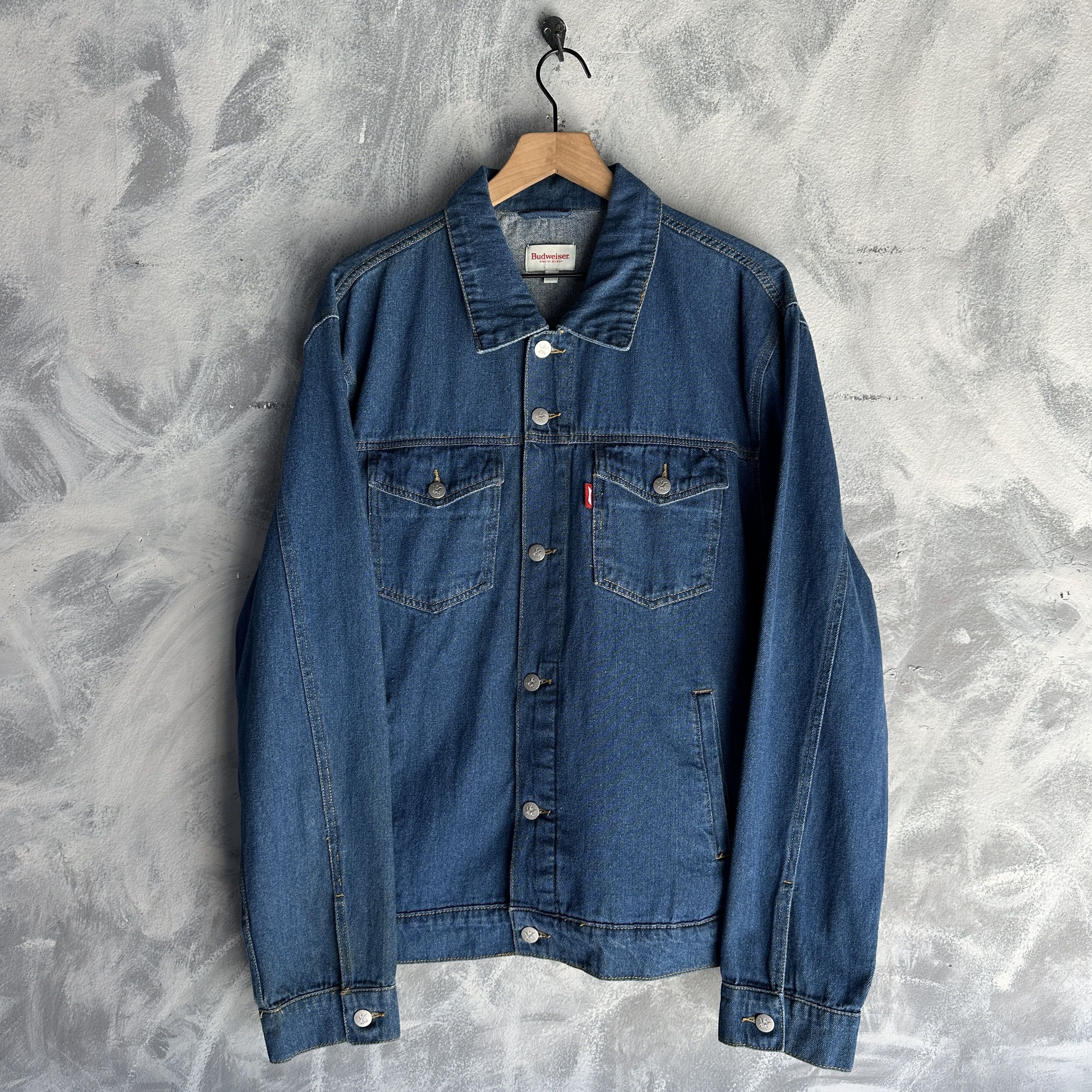 Budweiser Budweiser Bud King of Beers Denim Jacket Mens XL Blue NWT Size US XL / EU 56 / 4 - 1 Thumbnail