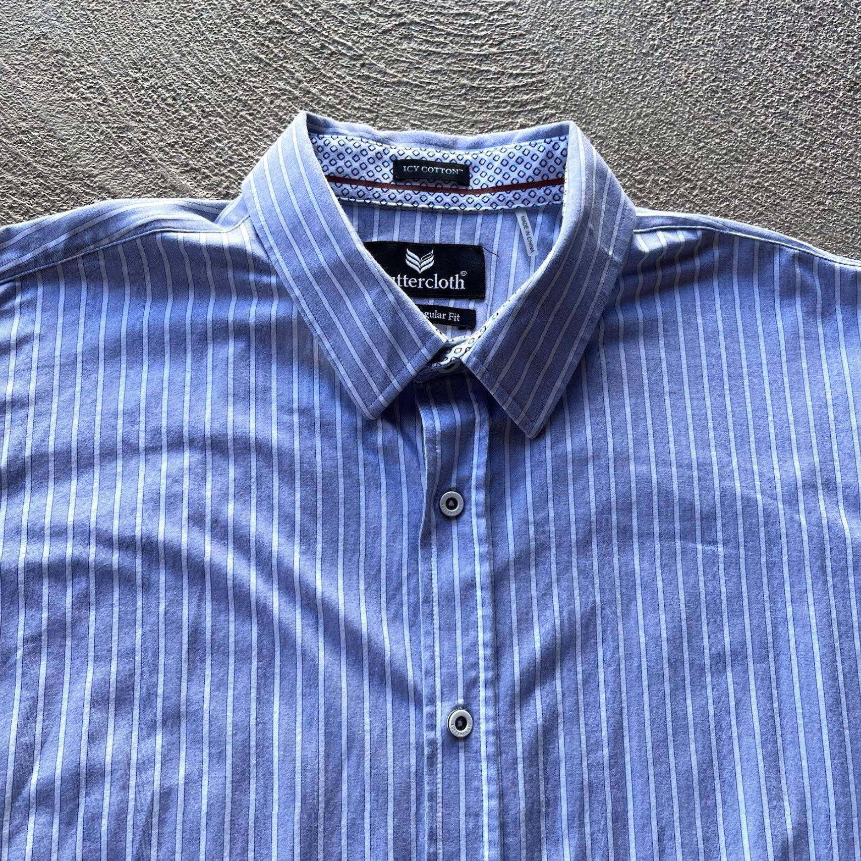 Vintage Buttercloth Shirt Mens 2XL Blue Button-Up Icy Cotton Stretch Preppy Career Size US XXL / EU 58 / 5 - 2 Thumbnail