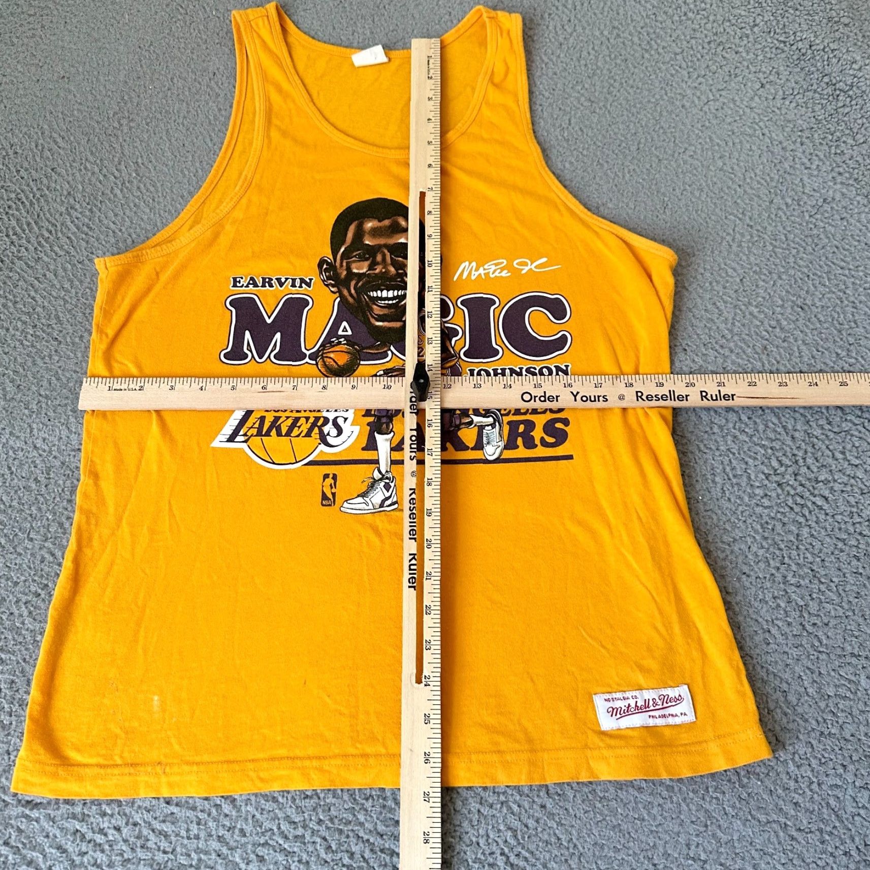 Mitchell & Ness Mitchell & Ness Magic Johnson Tank Top Adult Medium Gold Shirt Mens 90s USA Crew Neck Sleeveless Cotton Polyester Logo Athletic Short Sleeve T-Shirt Size US M / EU 48-50 / 2 - 7 Thumbnail