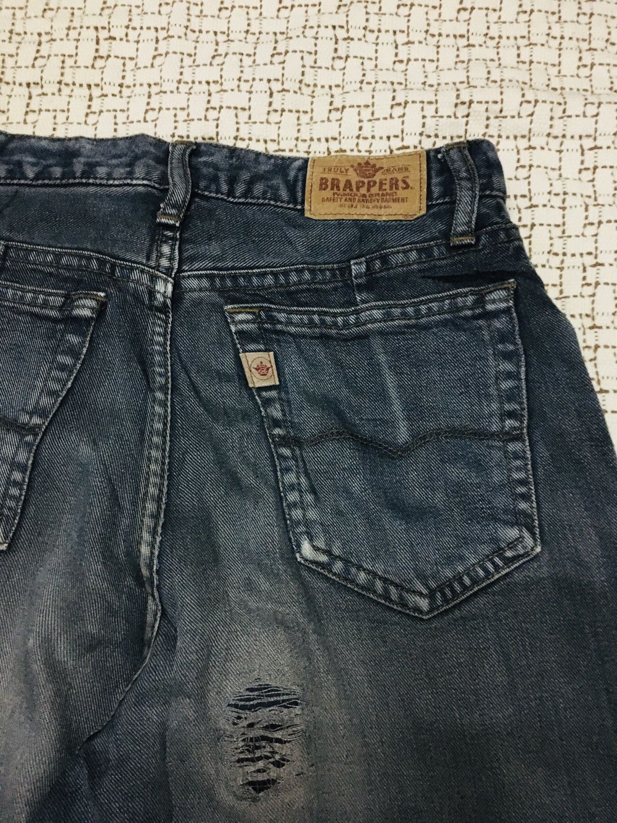 Japanese Brand Brappers Soft Denim Distressed Jeans (17) Size US 27 - 16 Thumbnail