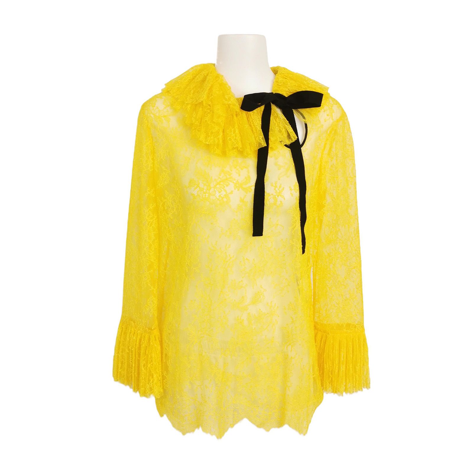 Gucci Gucci Yellow Lace Ruffle Blouse IT 42 Size M / US 6-8 / IT 42-44 - 1 Thumbnail