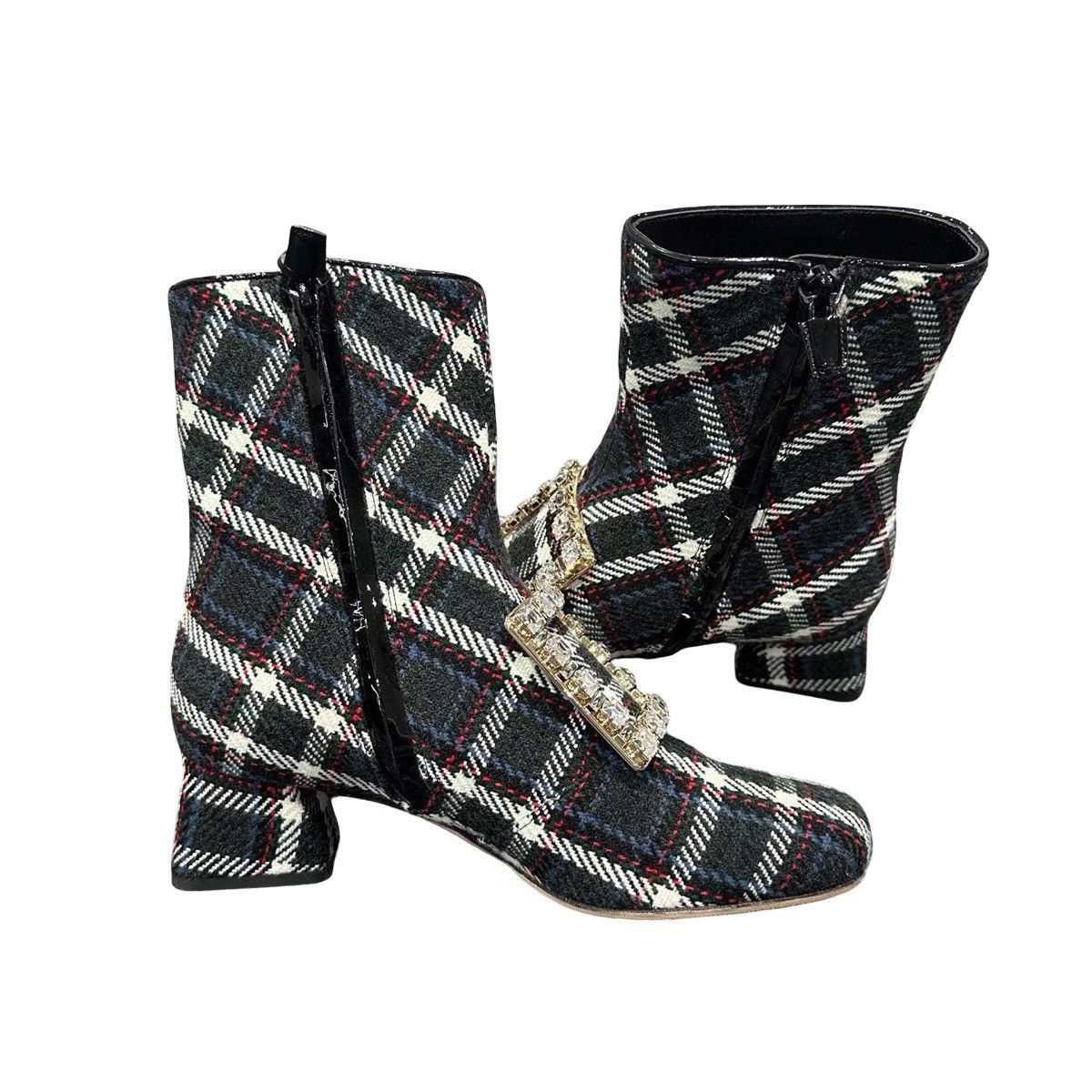 Roger Vivier Roger Vivier buckle-embellished tartan plaid ankle boots Size US 5 / IT 35 - 4 Thumbnail