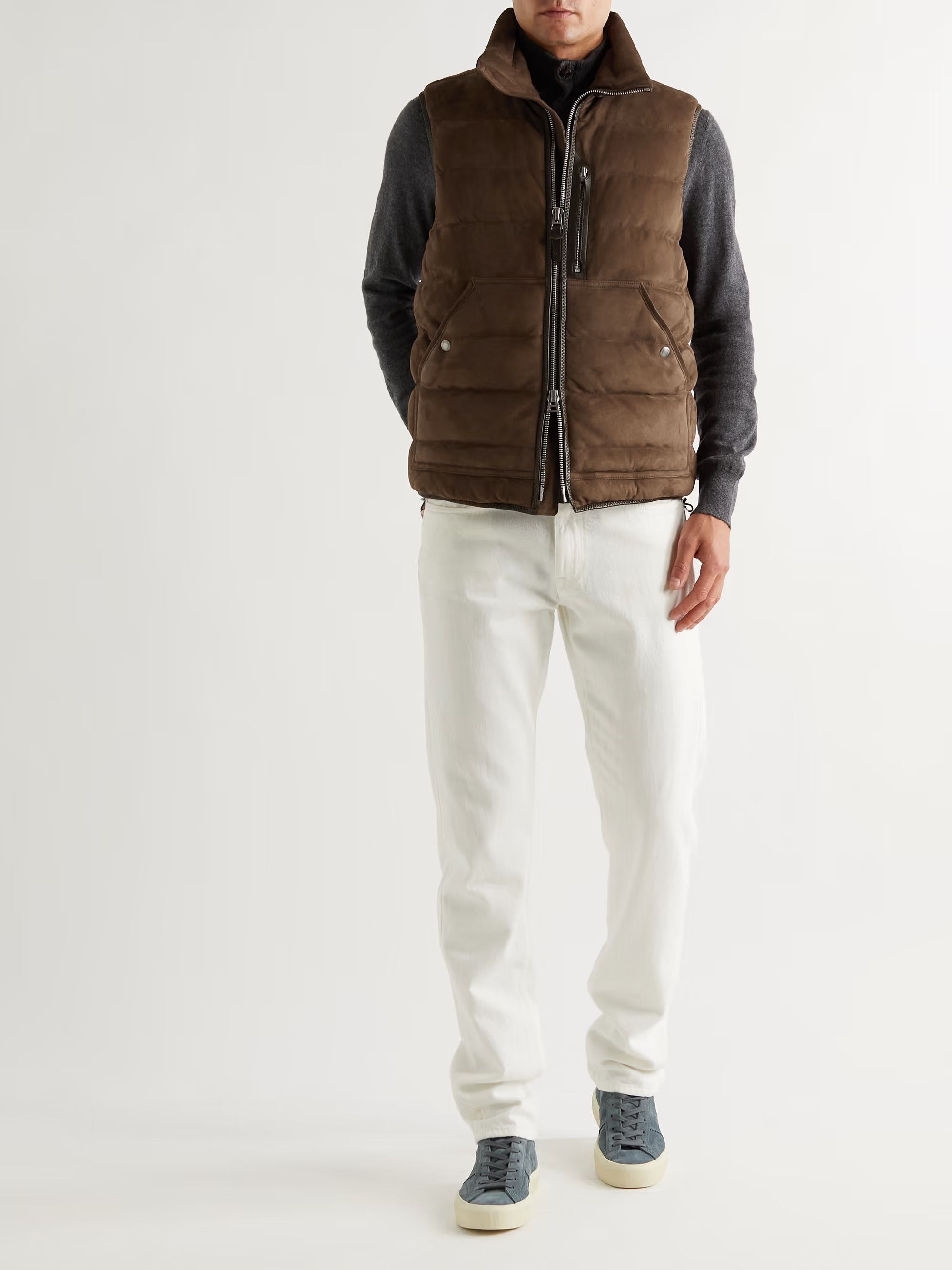 Tom Ford TOM FORD Quilted Suede Down Gilet size IT 54 Size US XXL / EU 58 / 5 - 5 Thumbnail