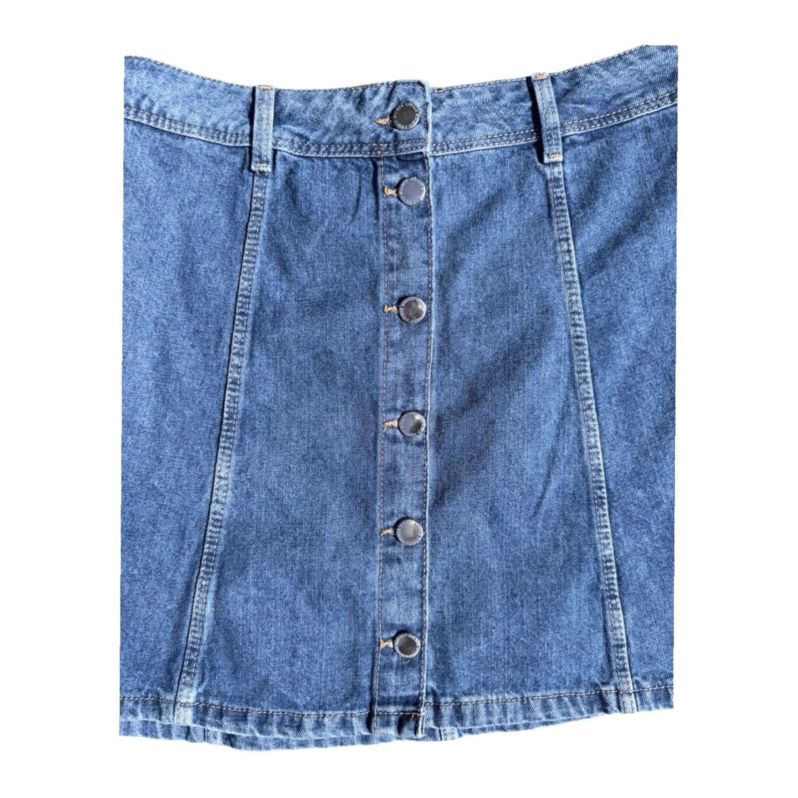H&M H&M Divided Denim Button Up Skirt Mini Short 8 Women Blue Skirt Size 8 Size 30" / US 8 / IT 44 - 3 Thumbnail