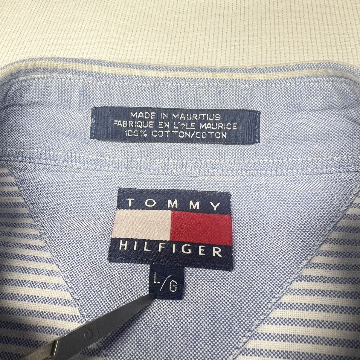 Tommy Hilfiger × Vintage VTG Tommy Hilfiger Button Down Shirt White Blue Striped Size US L / EU 52-54 / 3 - 7 Thumbnail