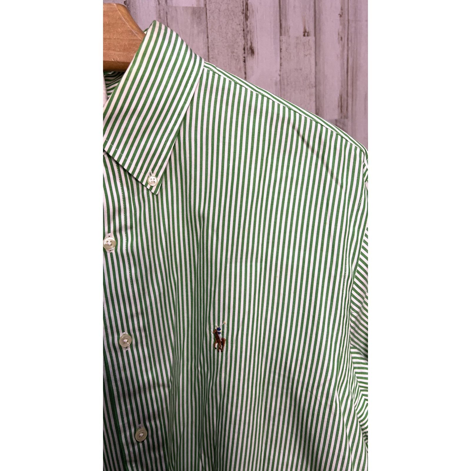 Ralph Lauren Ralph Lauren Green Striped Long Sleeve Button-Up Shirt Size US M / EU 48-50 / 2 - 2 Thumbnail