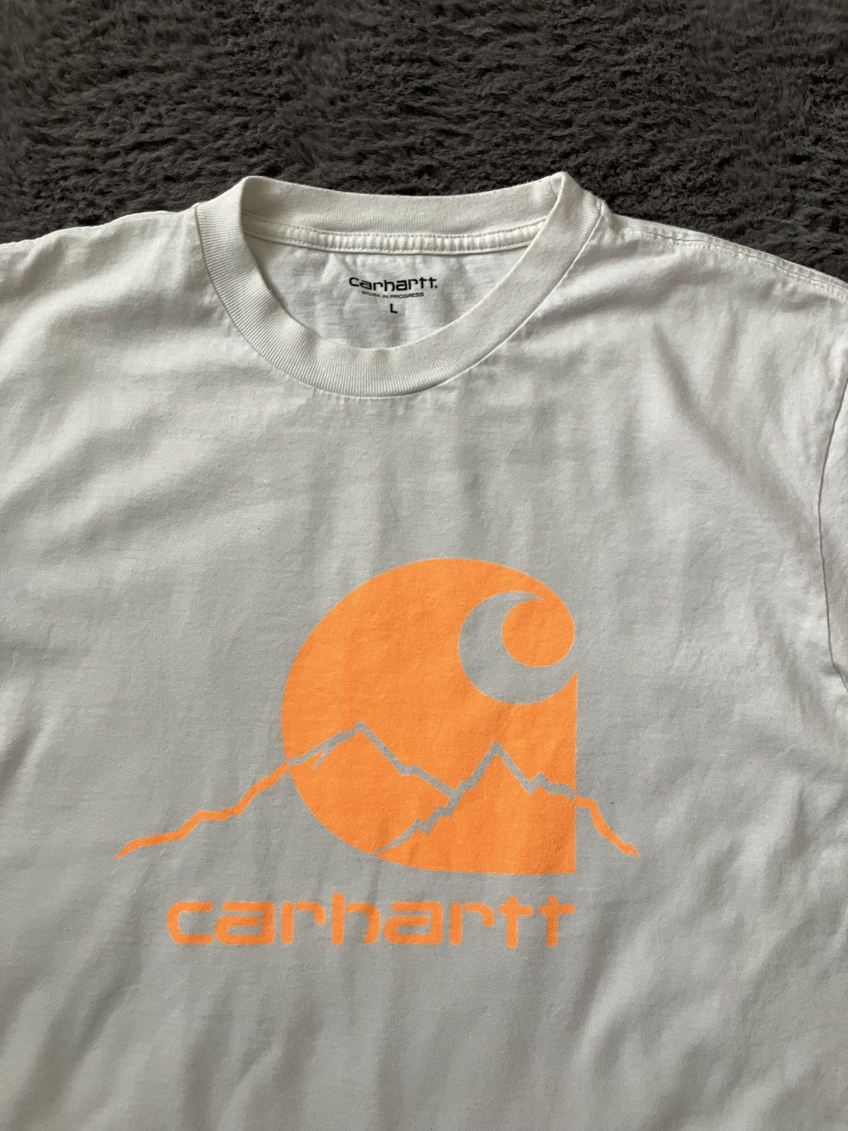 Carhartt × Carhartt Wip White Orange Carhartt WIP Short Sleeve Tee C Label Workwear Size US L / EU 52-54 / 3 - 3 Thumbnail