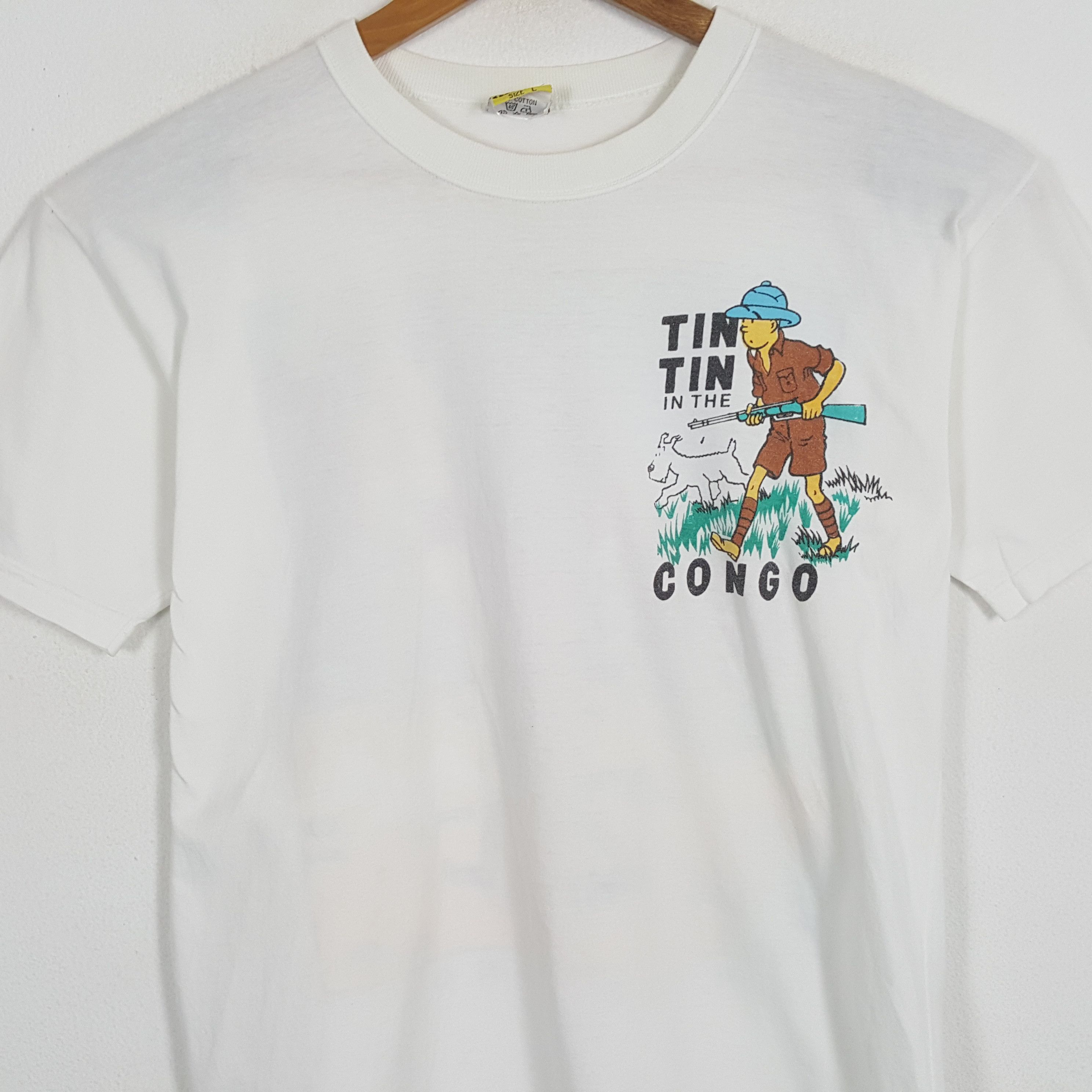 Vintage Vintage TINTIN IN THE CONGO American Animated T-Shirts Size US M / EU 48-50 / 2 - 4 Thumbnail