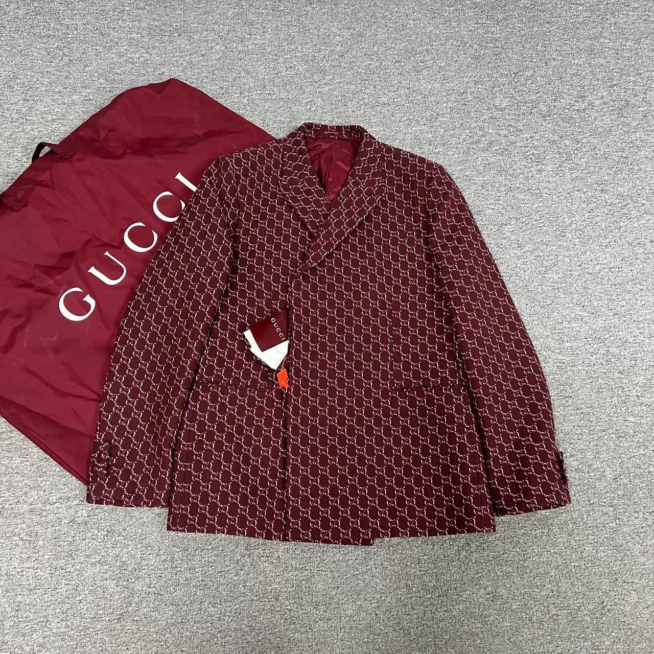 Gucci Gucci Red GG Print Wool Suit Jacket Size US L / EU 52-54 / 3 - 1 Thumbnail