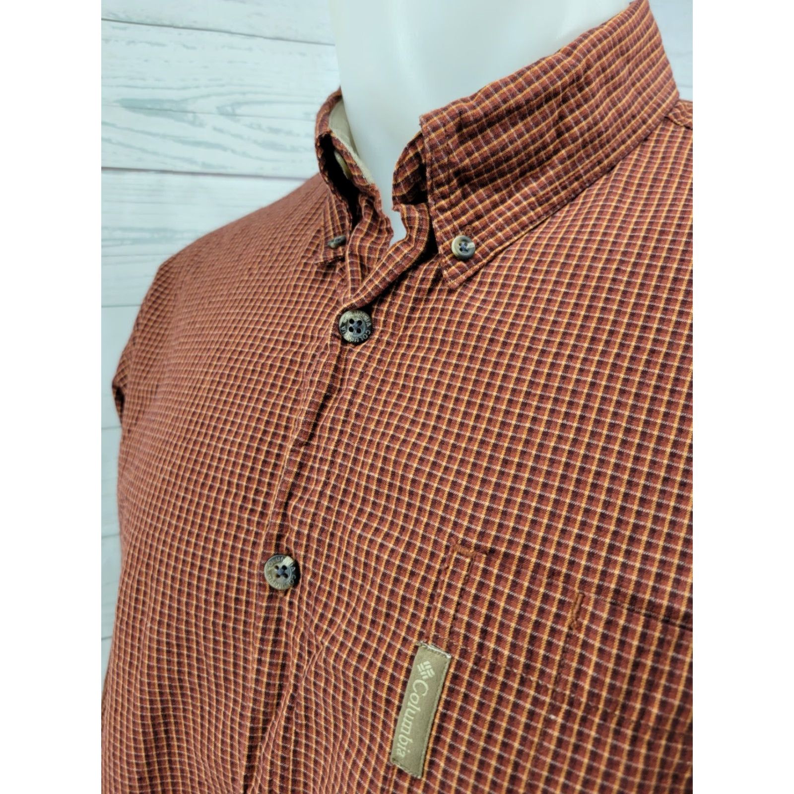 Vintage Columbia Button-Front Long Sleeve Shirt Mens Size Large Brown Orange Pattern Size US L / EU 52-54 / 3 - 3 Thumbnail