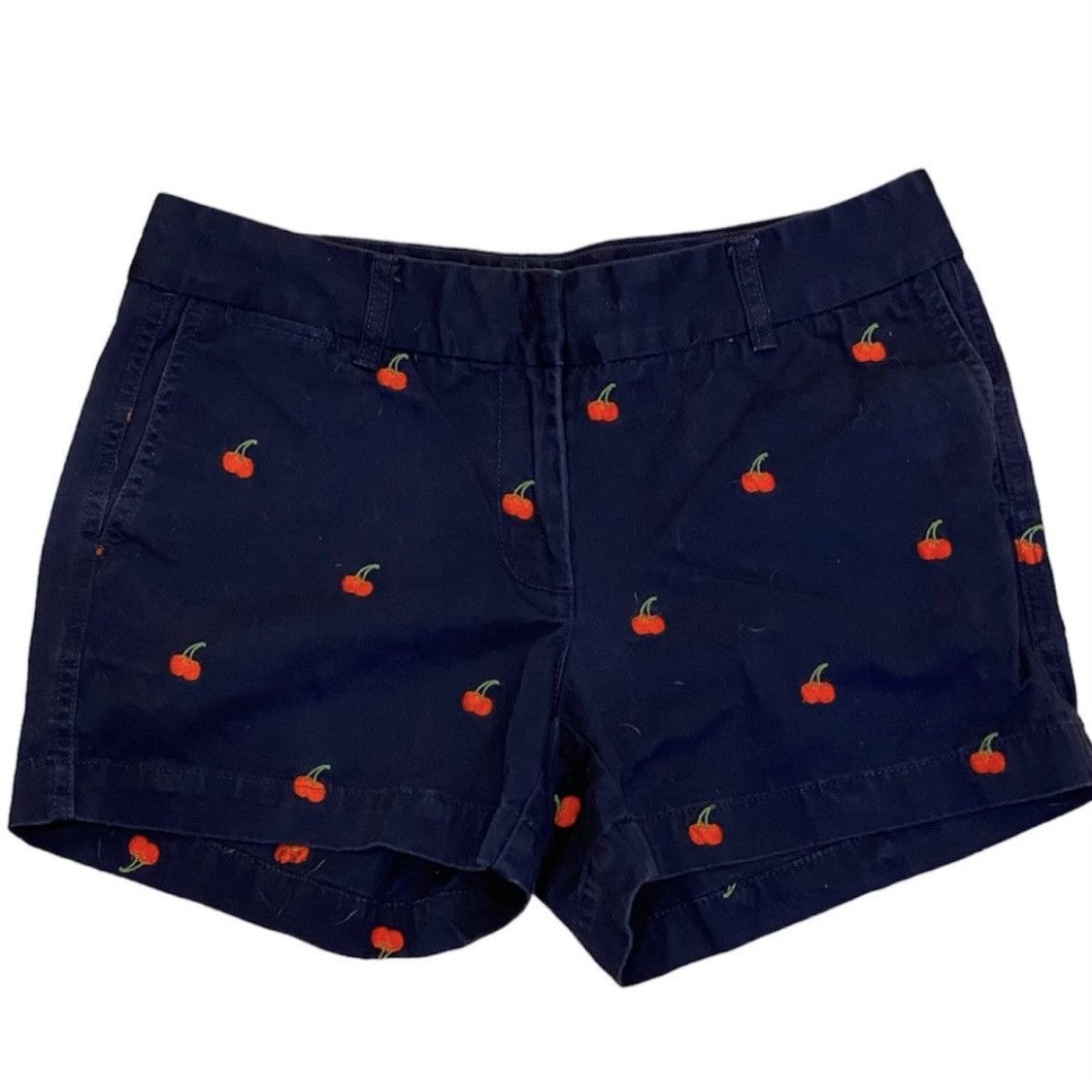 J.Crew J. Crew Blue Red Cherry Embroidered Shorts Chino Preppy Size 27" / US 4 / IT 40 - 1 Thumbnail