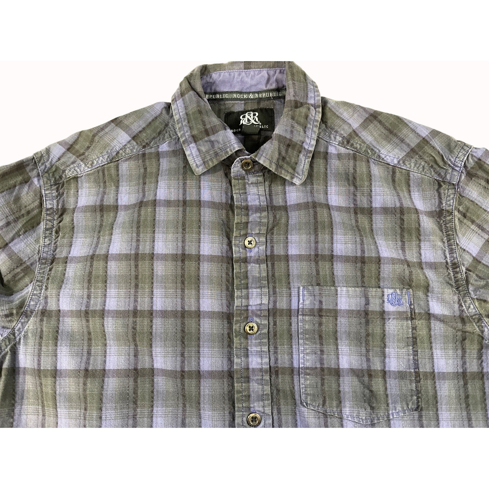 Rock & Republic Rock & Republic Men's Purple Plaid Shirt/Button Up Size S SK Size US S / EU 44-46 / 1 - 4 Thumbnail