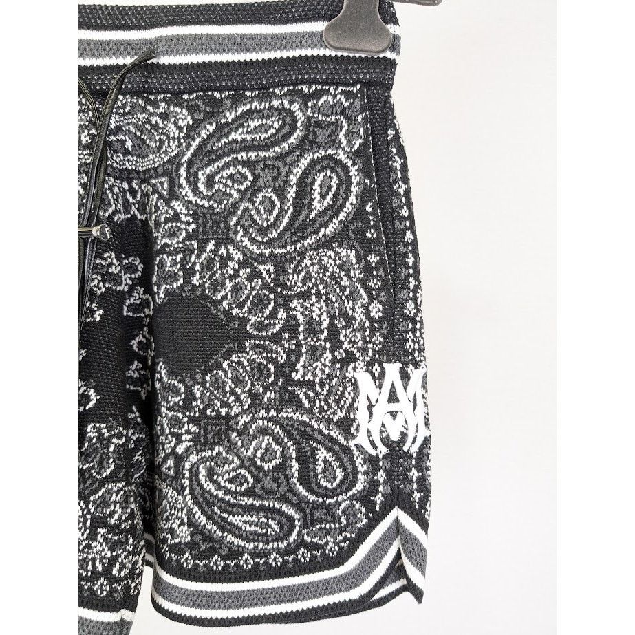 Amiri o1rshd1 Bandana B-Ball Shorts in Black/Grey Size US 28 / EU 44 - 4 Thumbnail