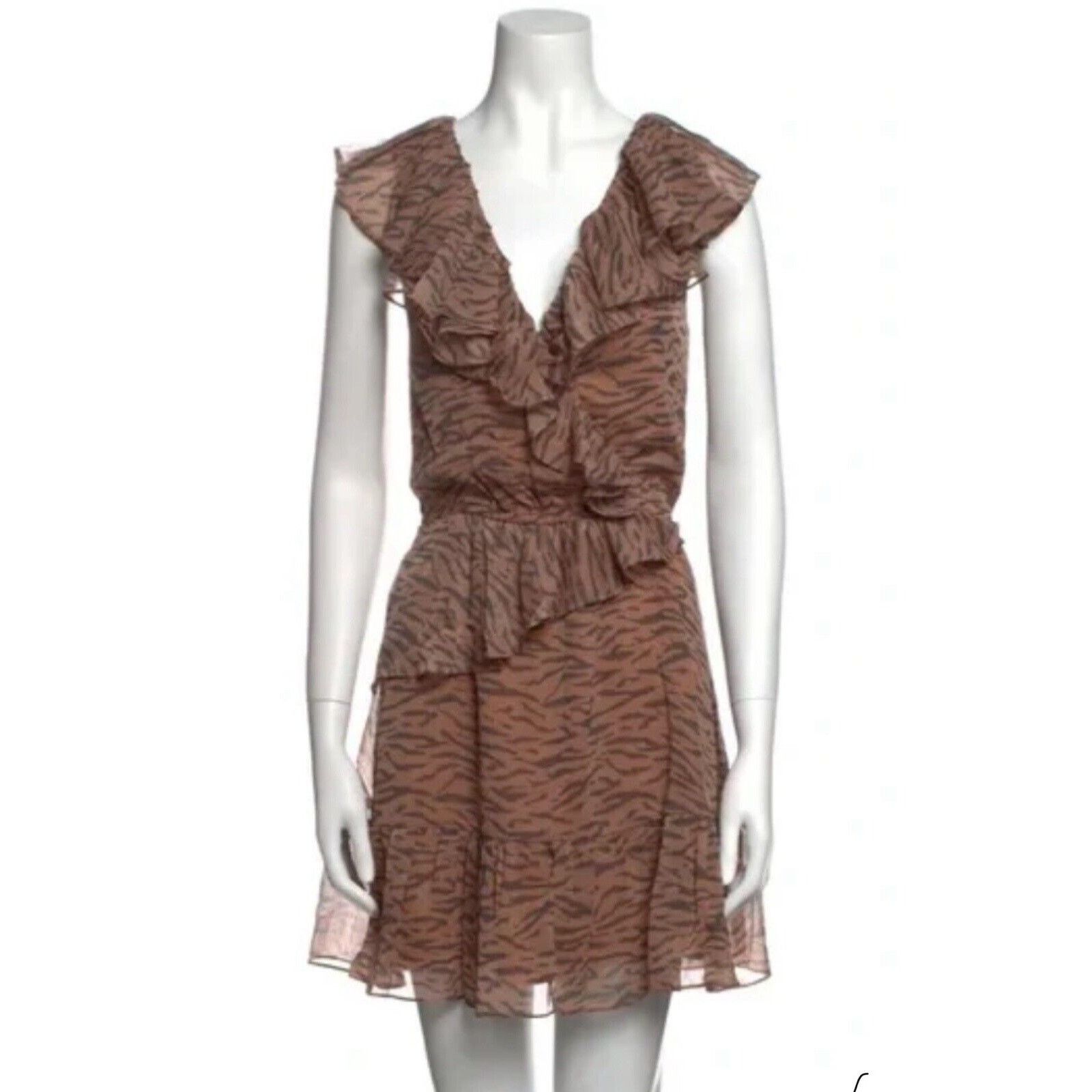 Wall + Water WALTER BAKER Shelly dress wrap-effect ruffled tiger crepon m Size M / US 6-8 / IT 42-44 - 2 Thumbnail