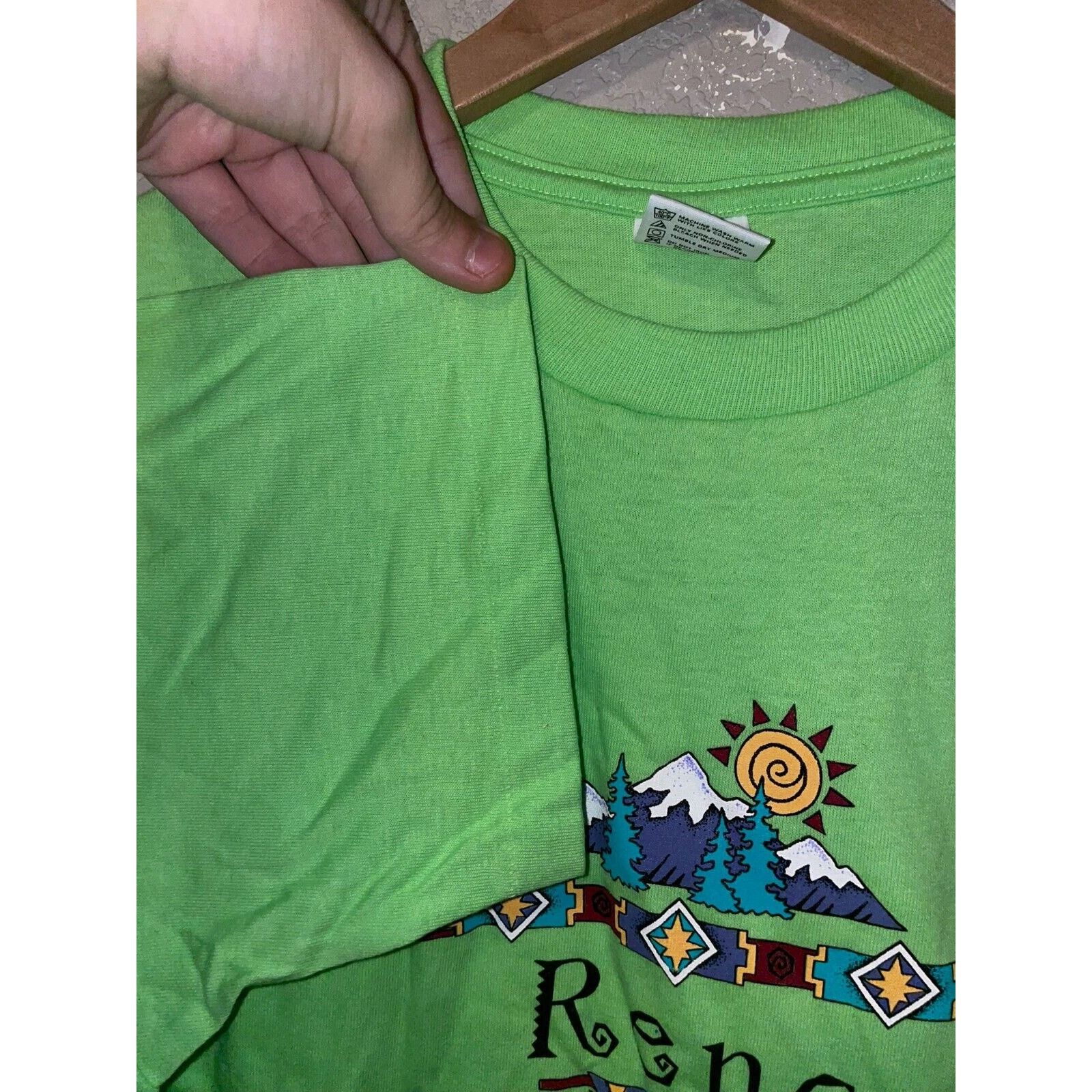Anvil Vintage Reno Shirt Mountain Green Tee 90s VTG Anvil Medium Size US M / EU 48-50 / 2 - 5 Thumbnail