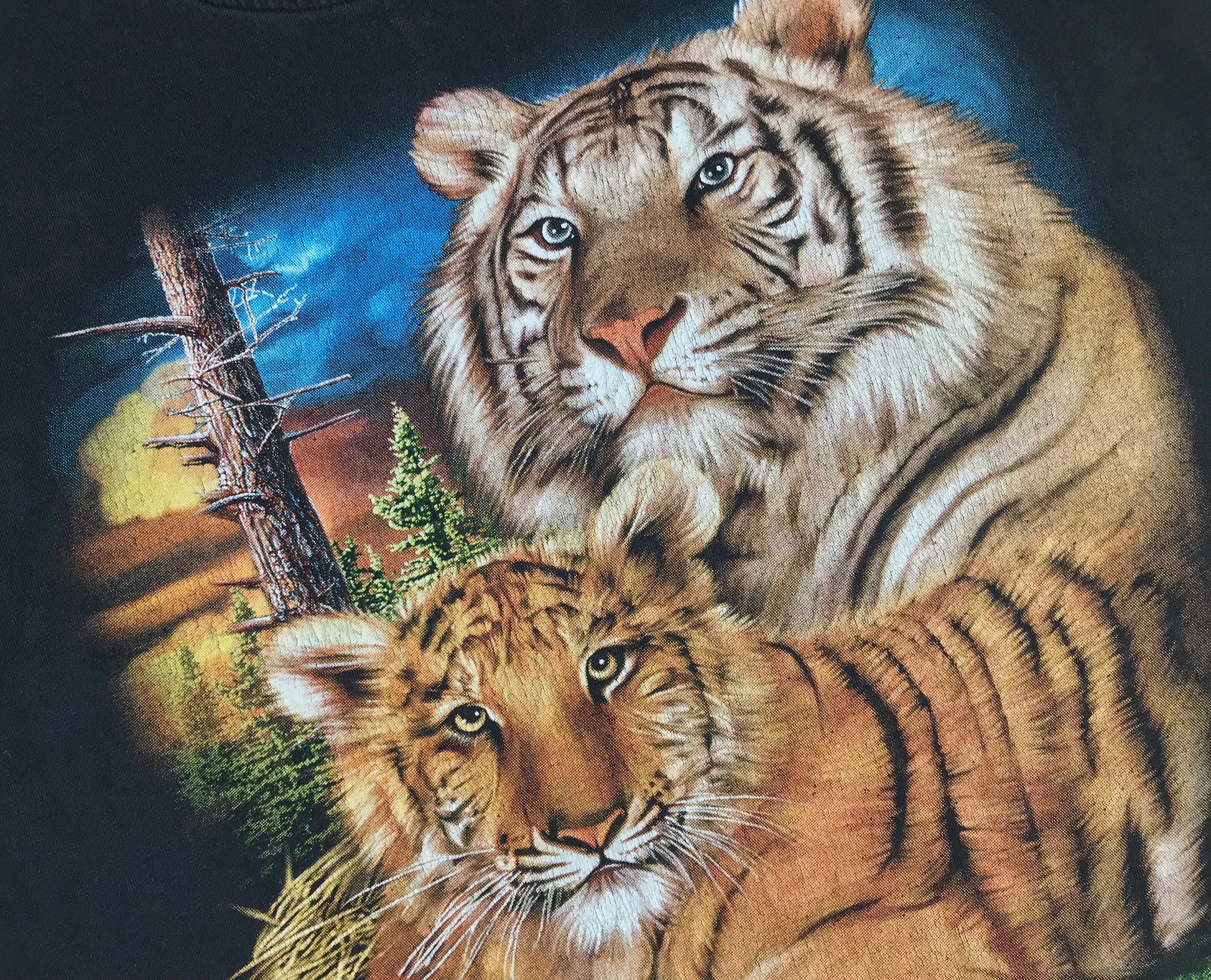 Vintage Vintage 90s Y2K BENGAL TIGERS T shirt Asia Tee Nature Cubs Size US L / EU 52-54 / 3 - 7 Thumbnail