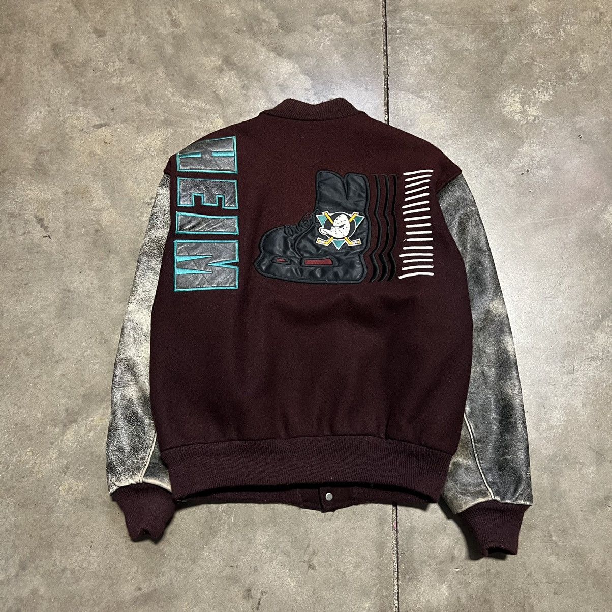 NHL Vintage 90s Anaheim Mighty Ducks Varsity Bomber Jacket USA Size US M / EU 48-50 / 2 - 10 Thumbnail
