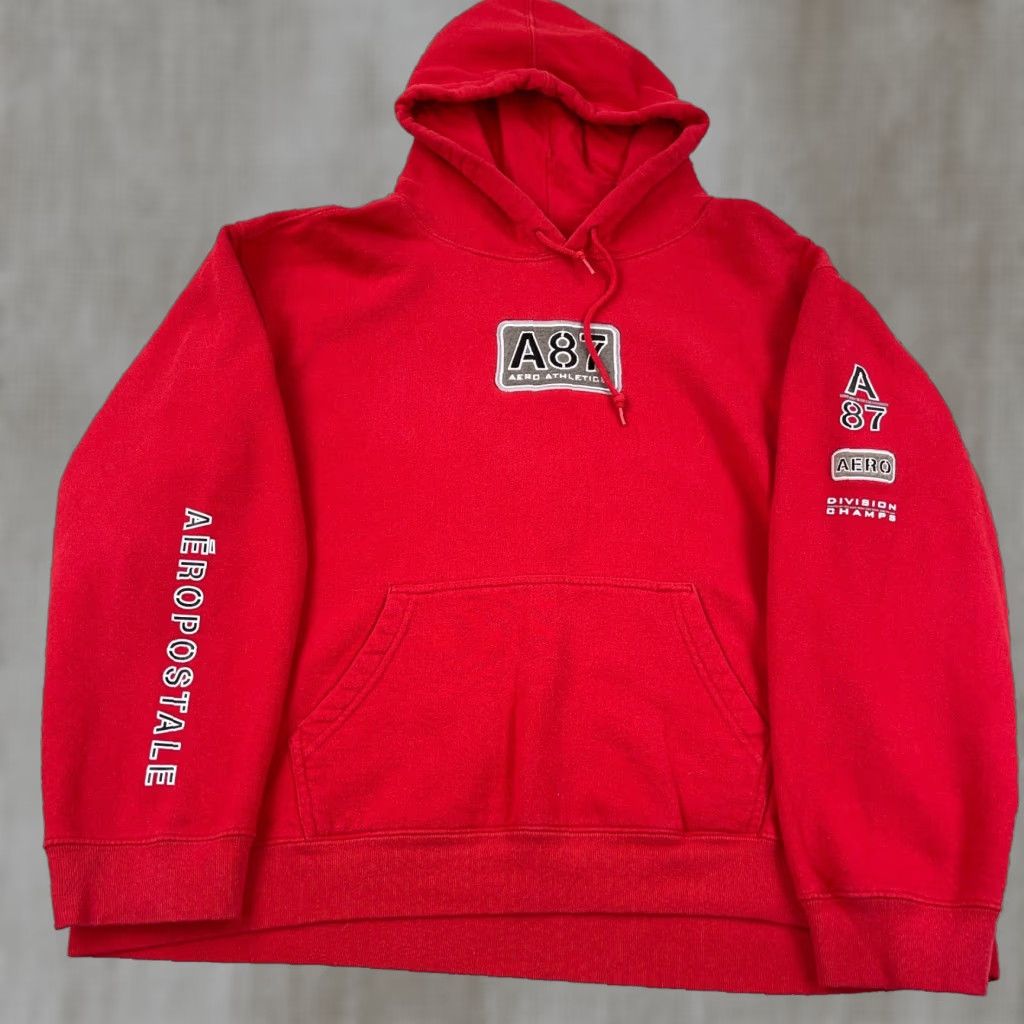 Aeropostale VINTAGE Aeropostale Hoodie Men L Red Sweatshirt 2000s Skate Punk Design Logo Embroidered USA 90s Cartoon Grunge Retro Pullover Crew Neck Size US L / EU 52-54 / 3 - 1 Thumbnail