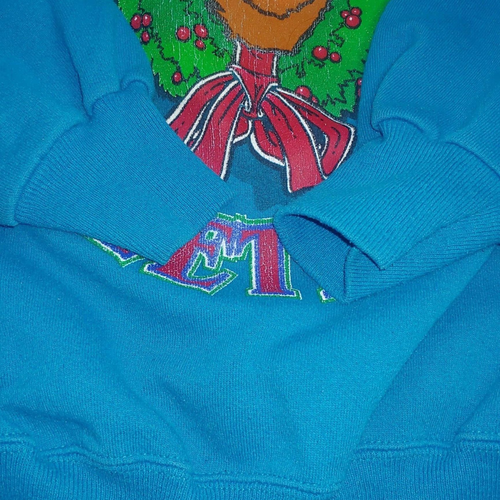 Vintage VINTAGE Seasons Greetings Sweatshirt Turquoise Large XL Unisex Adults Size US XL / EU 56 / 4 - 5 Thumbnail