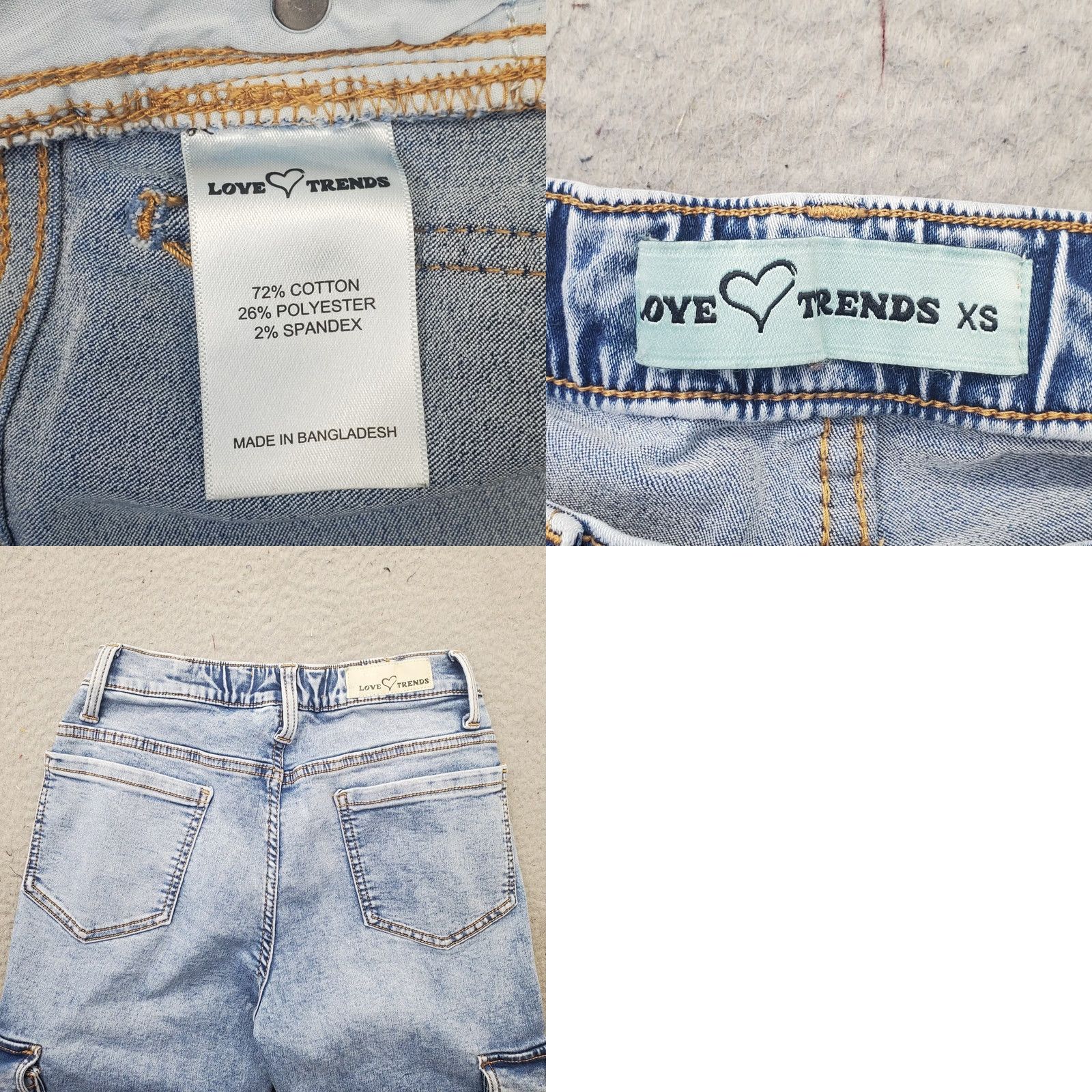 Vintage Love Threads Cargo Jeans Womens XS Blue Denim Faded Utility Pocket Straight Leg Size 26" / US 2 / IT 38 - 8 Thumbnail