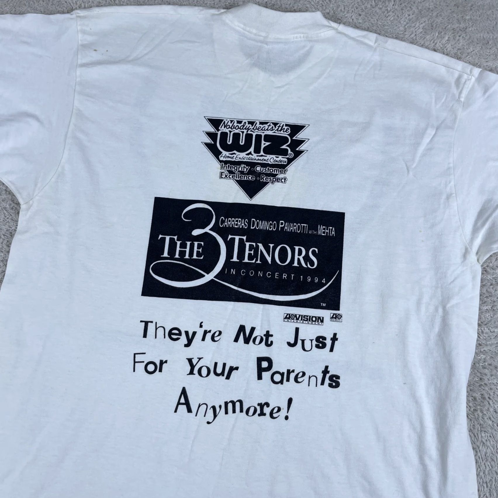 Fruit Of The Loom VINTAGE The 3 Tenors T-Shirt Adult XL White USA 90’s Tour Pavarotti Opera Promo Shirt Mens Size US XL / EU 56 / 4 - 2 Thumbnail