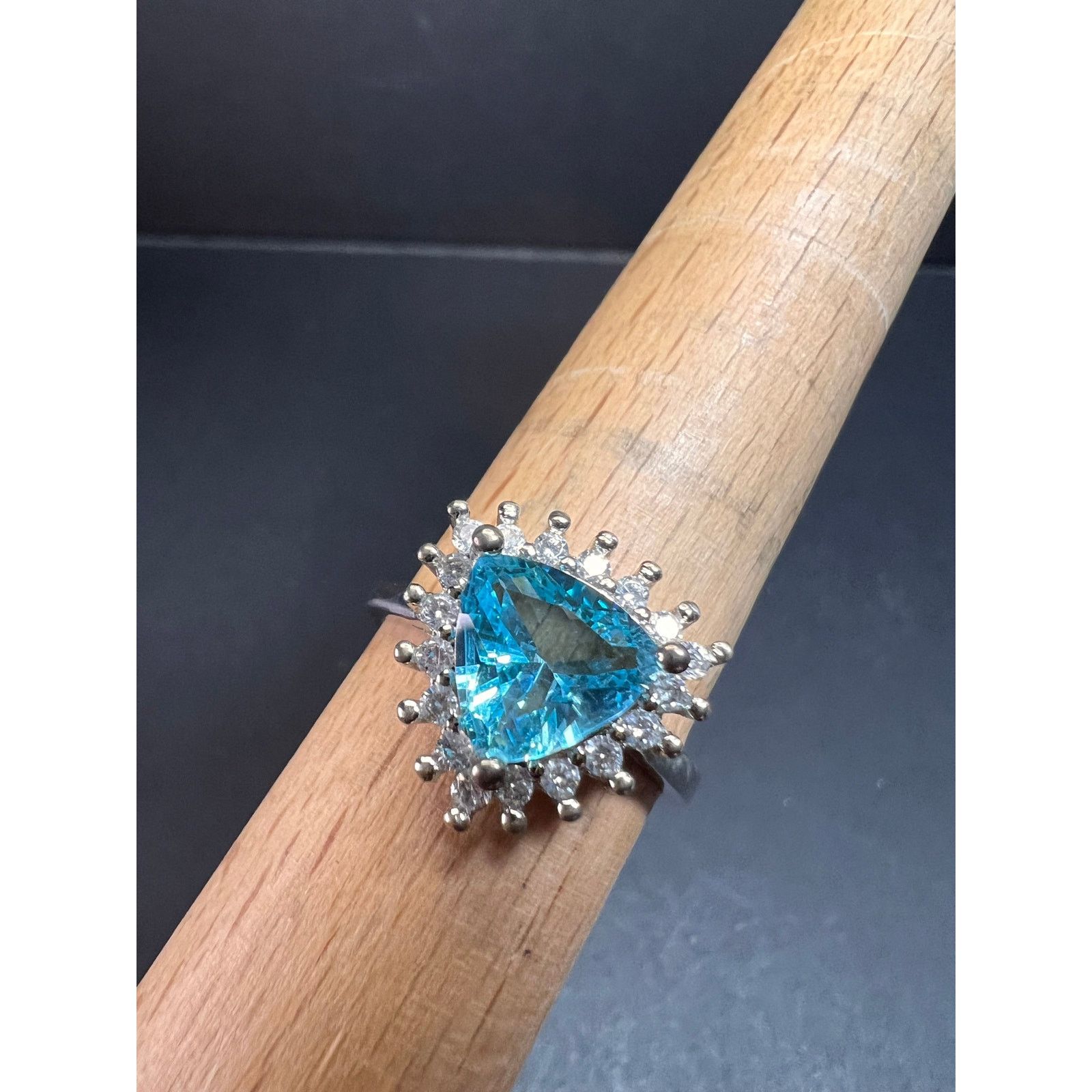Other Sky blue trillium CZ halo sterling silver ring size 9 Size ONE SIZE - 8 Thumbnail
