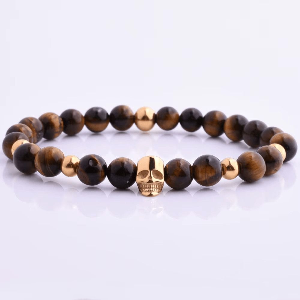 Other Natural Tiger Eye Skull Stretch Bracelet Size ONE SIZE - 1 Thumbnail
