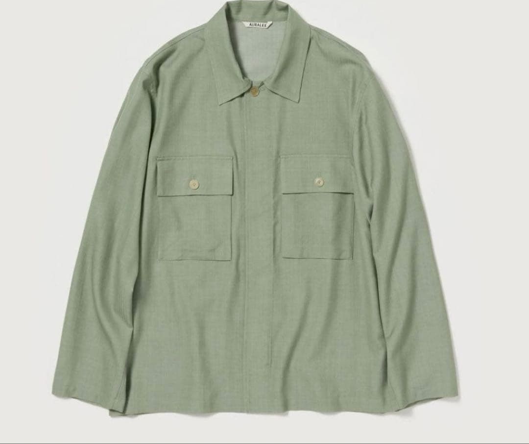 Auralee AURALEE 25SS WOOL HERRINGBONE OVER SHIRT Olive 3 Size US L / EU 52-54 / 3 - 1 Thumbnail