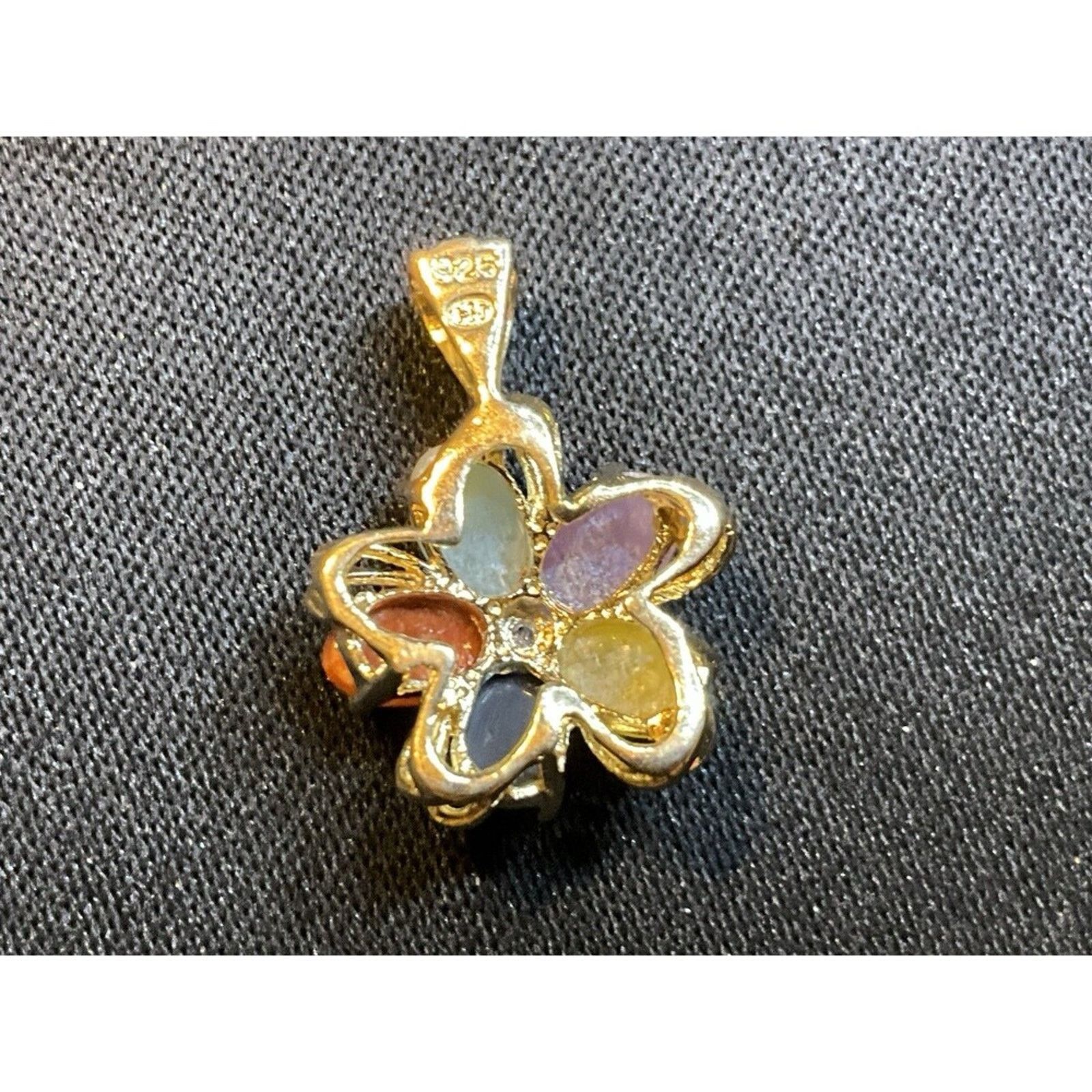 Other 925 Sterling Vermeil Gold Multiple Jade Diamond Pendant Size ONE SIZE - 4 Thumbnail