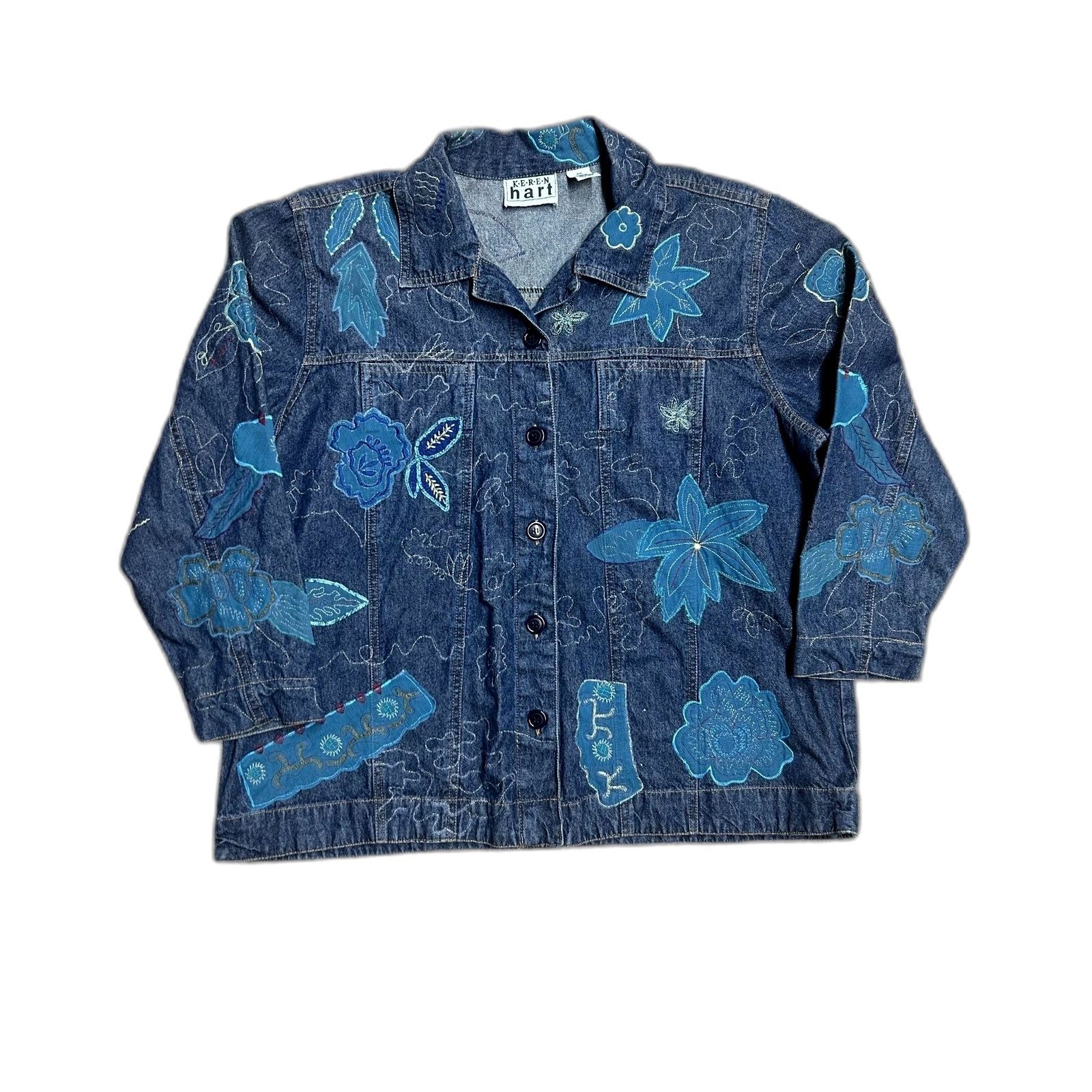 Vintage Keren Hart Chicos Style Denim Embroidered Shirt Long Sleeve Size US XXL / EU 58 / 5 - 1 Preview