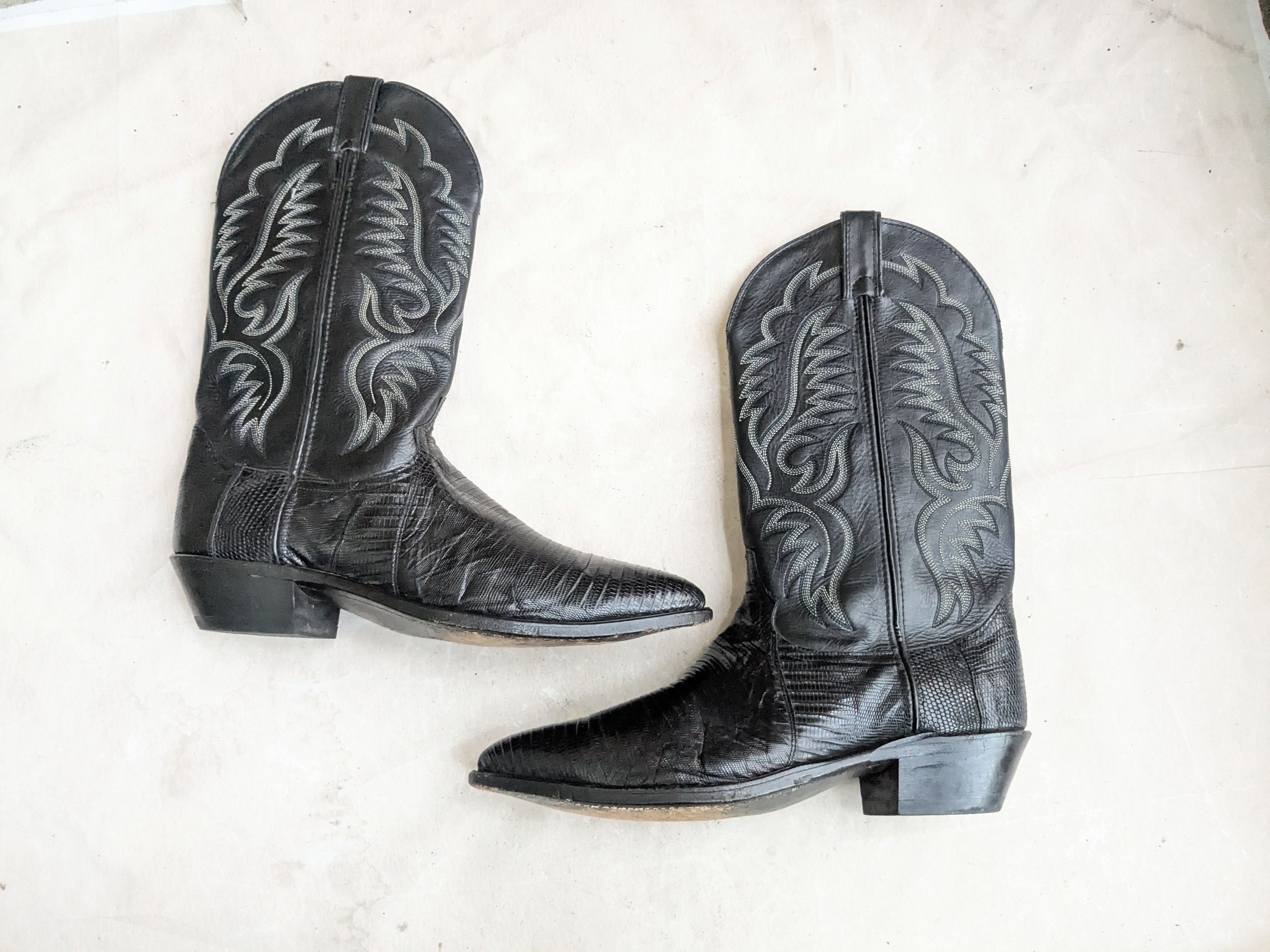 Genuine Leather Code West Cowboy Boots Black Lizard Leather 10.5 M Size US 10.5 / EU 43-44 - 1 Thumbnail