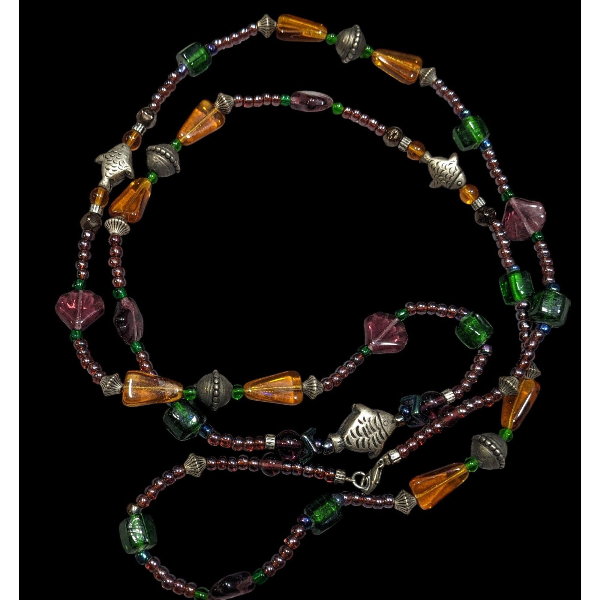 Other Handmade Glass Beaded Fish Charm Necklace Size ONE SIZE - 1 Thumbnail