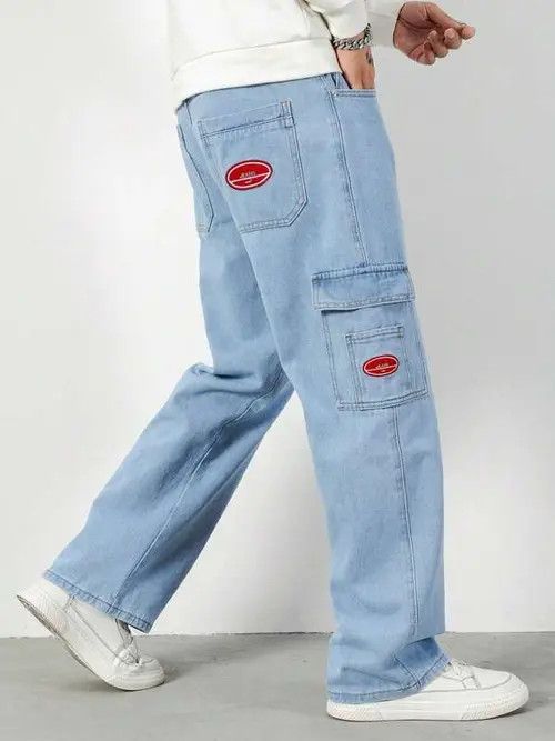 Jean Cargo Pocket Denim Jeans Straight fit Size US 36 / EU 52 - 3 Thumbnail
