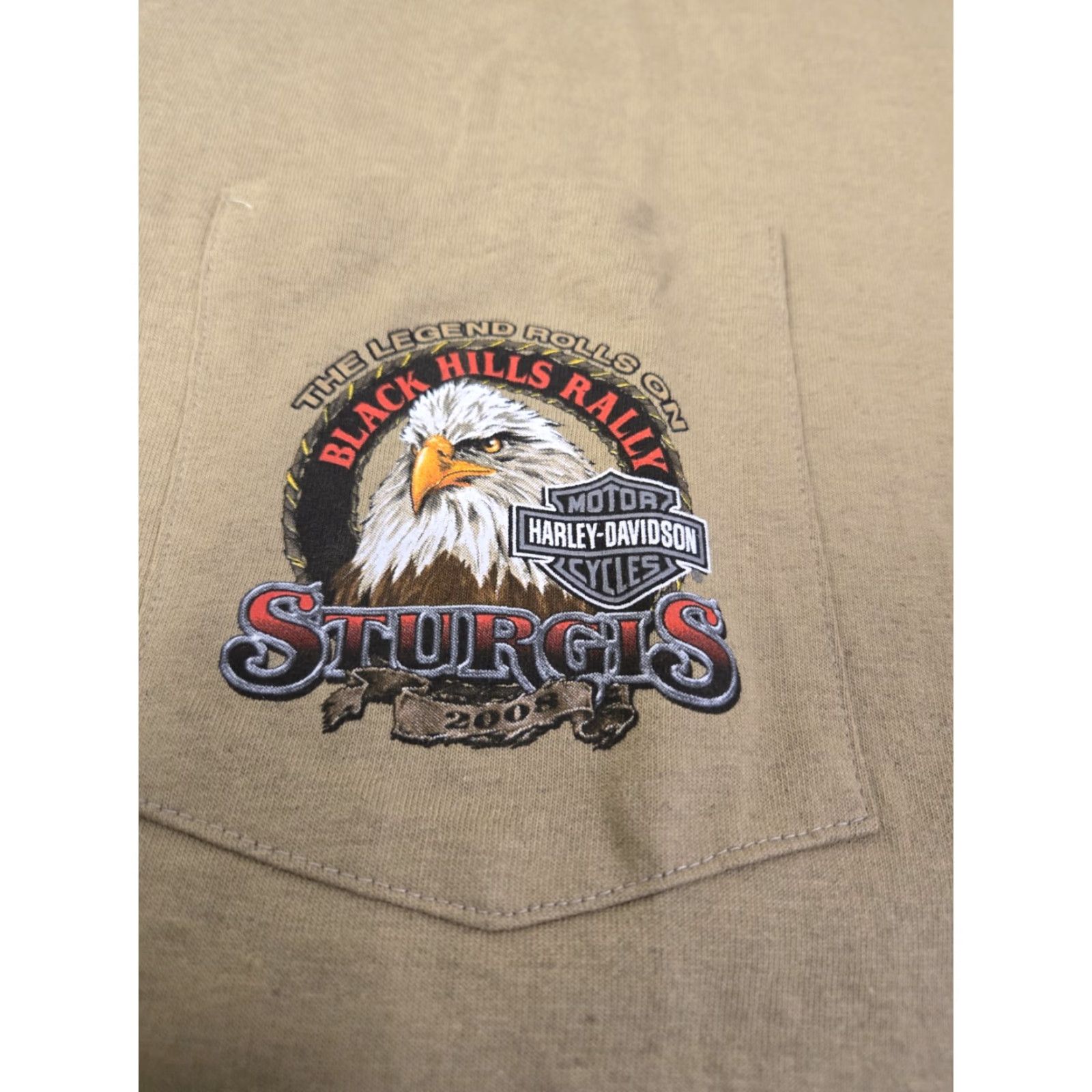 Harley Davidson Harley-Davidson T-Shirt 2X Men Crew Neck Short Sleeve Solid Beige South Dakota Sturgis Biker Motorcycle 2008 Single Stitch Shirt Size US XXL / EU 58 / 5 - 4 Thumbnail