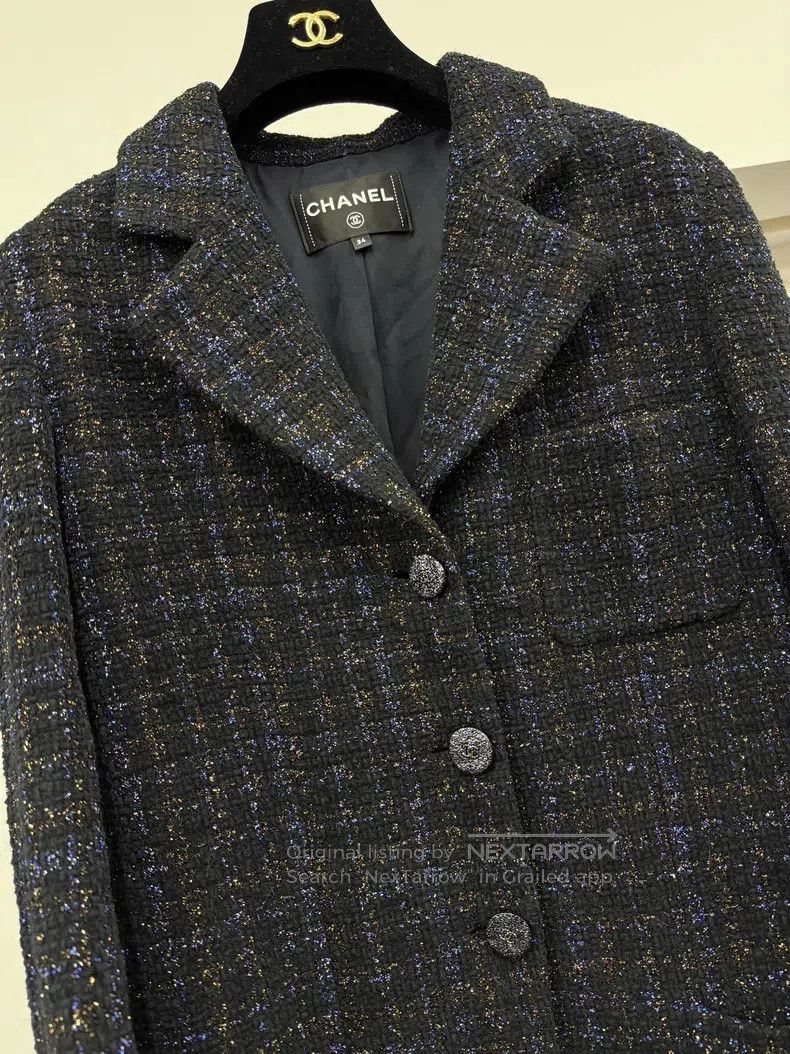 Chanel Chanel Black and blue fine glitter tweed jacket Size XXS / US 00 / IT 34 - 2 Thumbnail