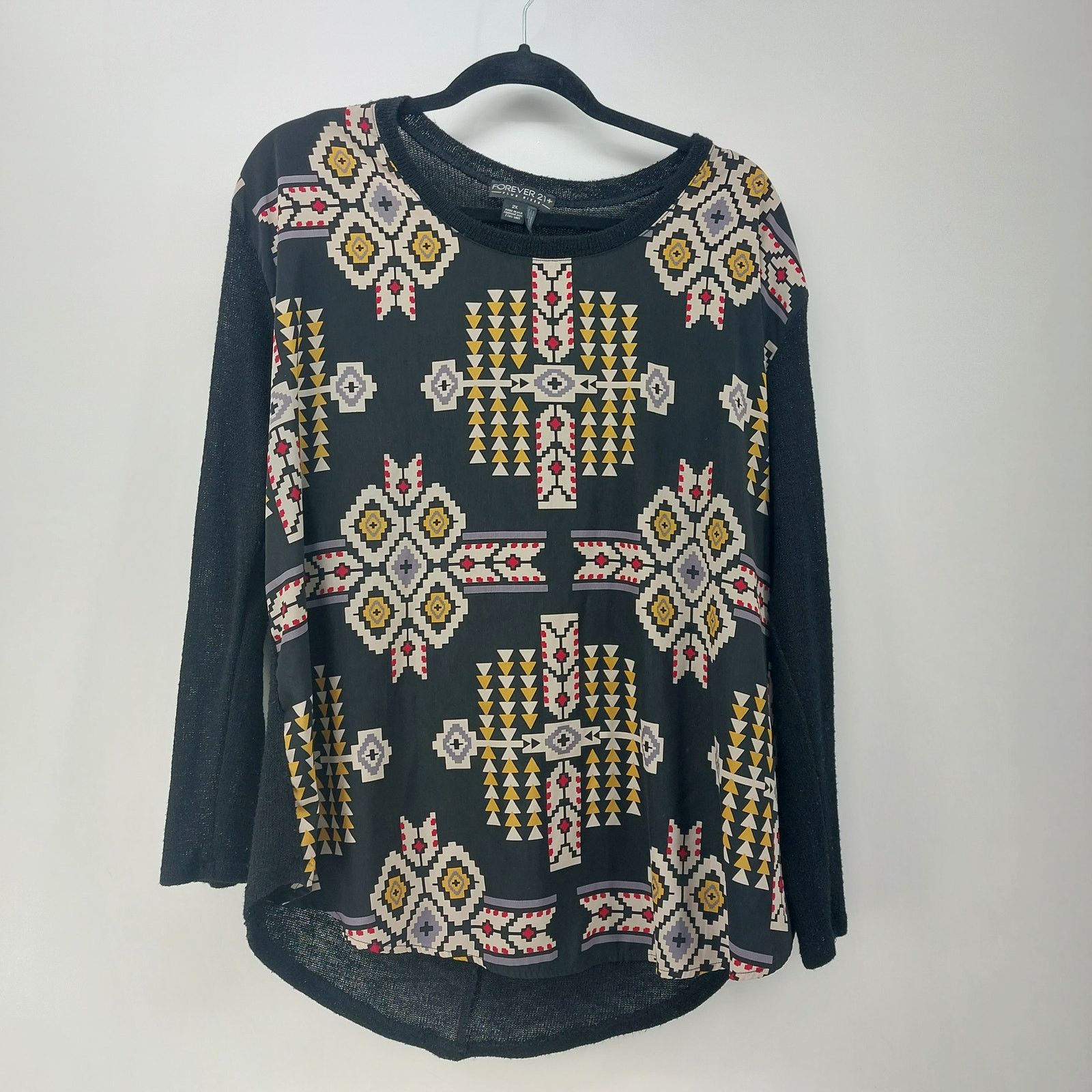 Other Forever 21 Plus Sz 2X Aztec Southwestern Print Light Sweater Size XXL / US 16-18 / IT 52-54 - 13 Thumbnail